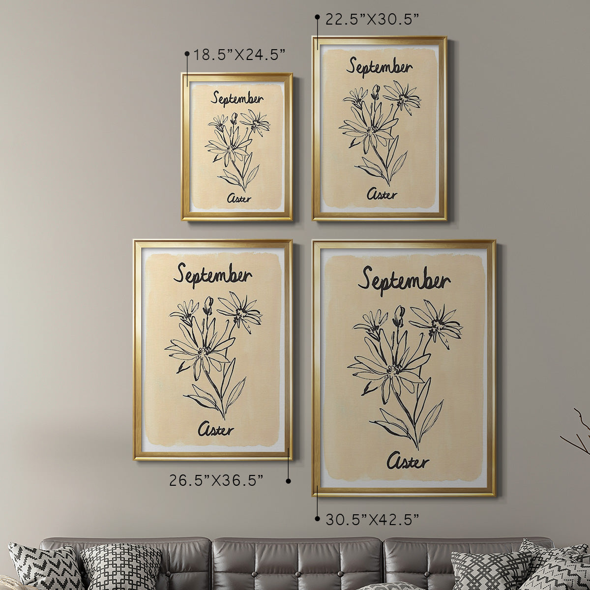 Birth Month IX - Modern Framed Canvas Print