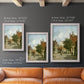 Rustic European street scene painting by Adriaan Eversen in an ornate weathered white frame shown in multiple vertical size options.
