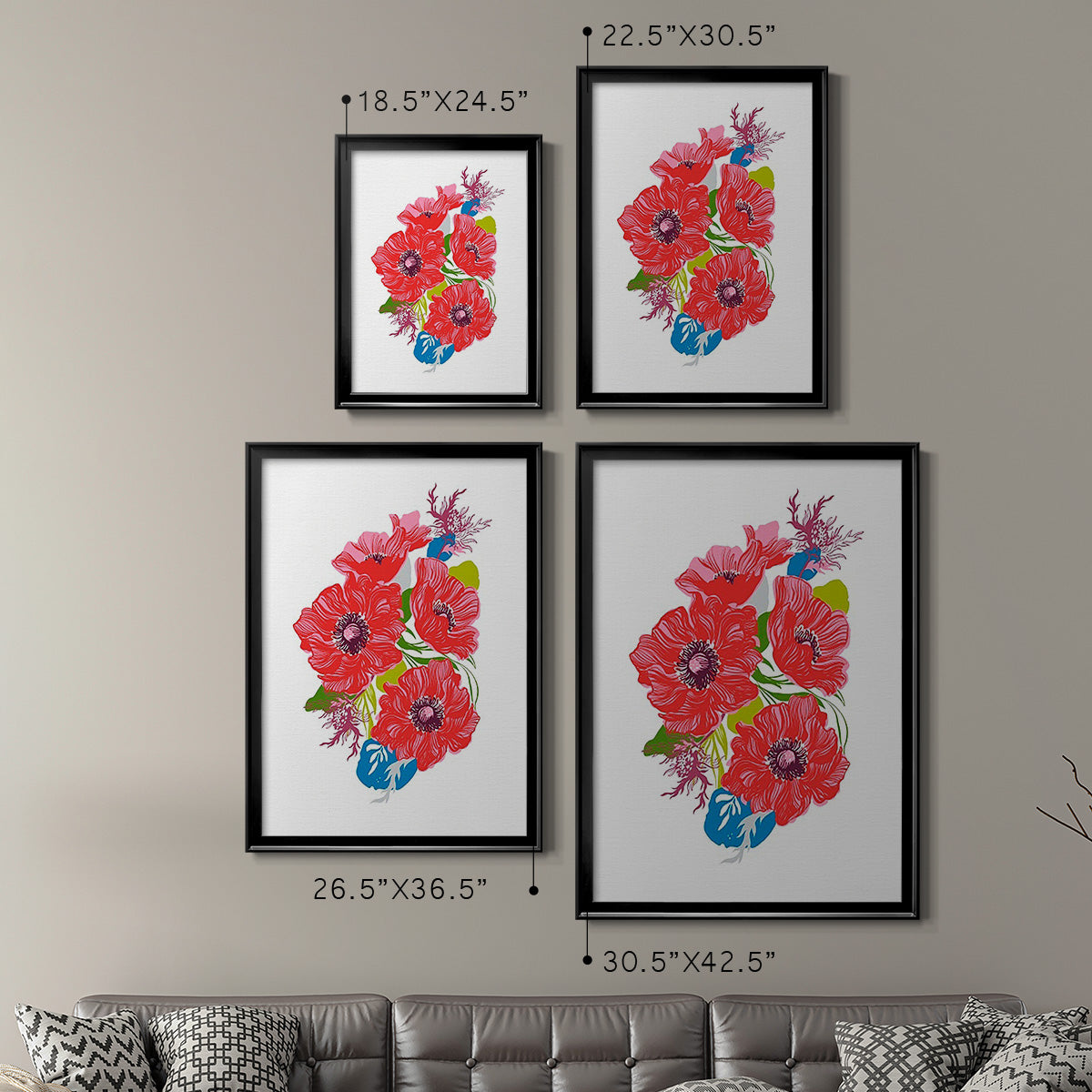 Brilliant Poppies I - Modern Framed Canvas Print