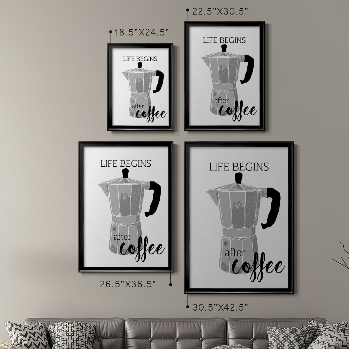 Begins After Coffee - Modern Framed Canvas Print