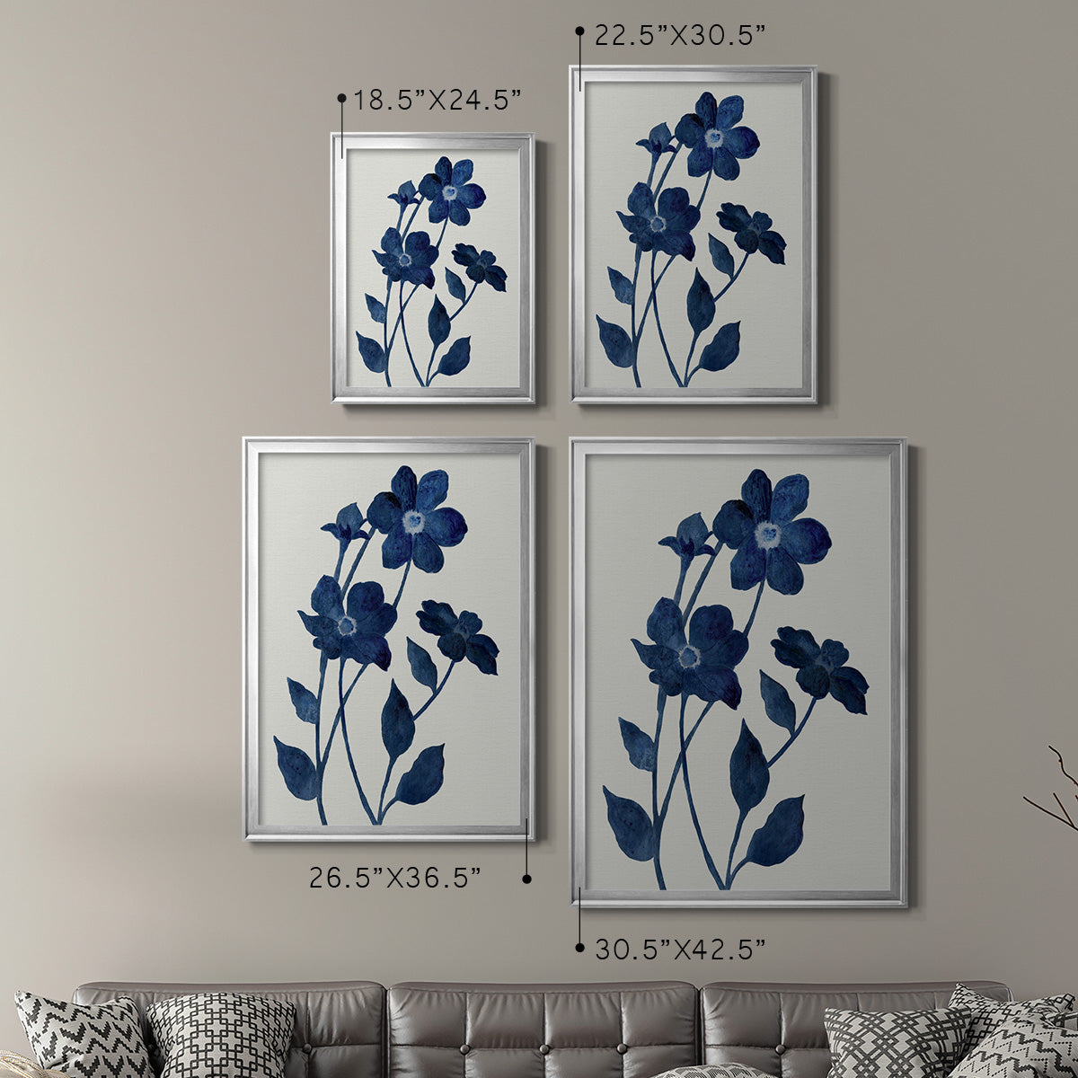 Indigo Bloom II - Modern Framed Canvas Print