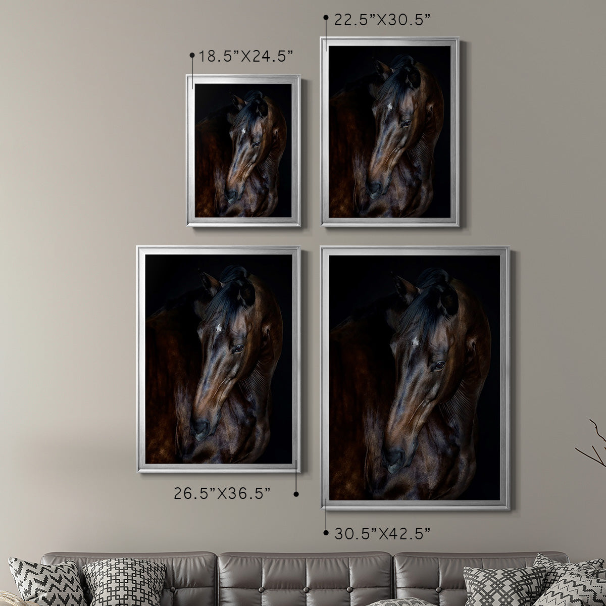 Sunlit Horses I - Modern Framed Canvas Print