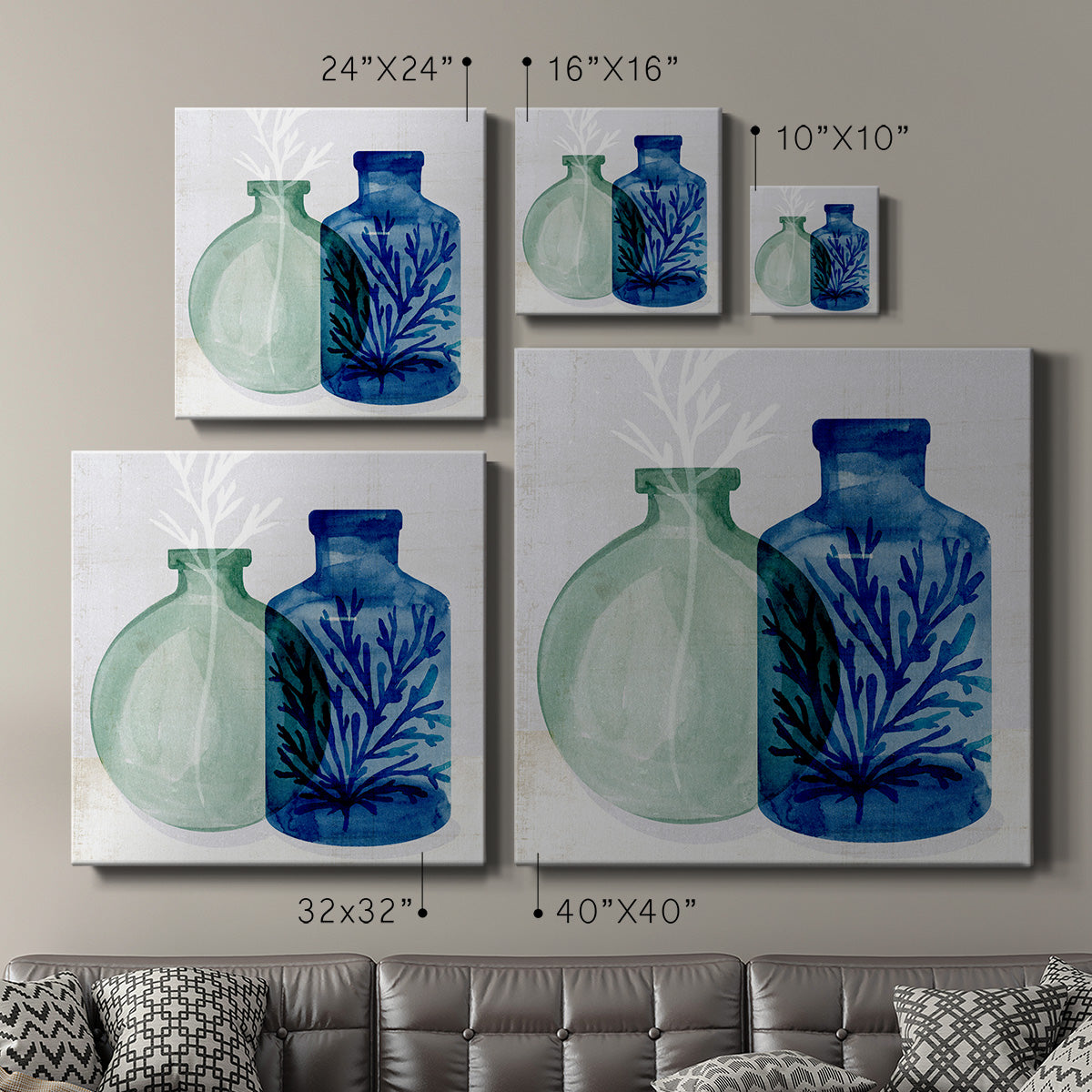 Sea Glass Vase II - Canvas Art Print