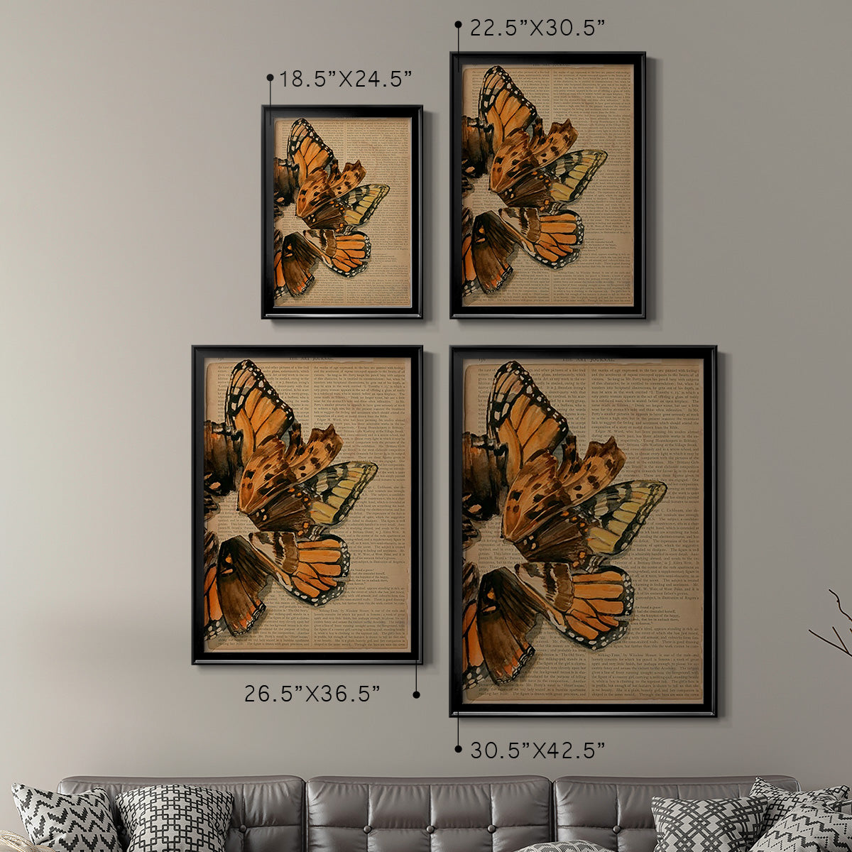 Winged Wreath I - Modern Framed Canvas Print