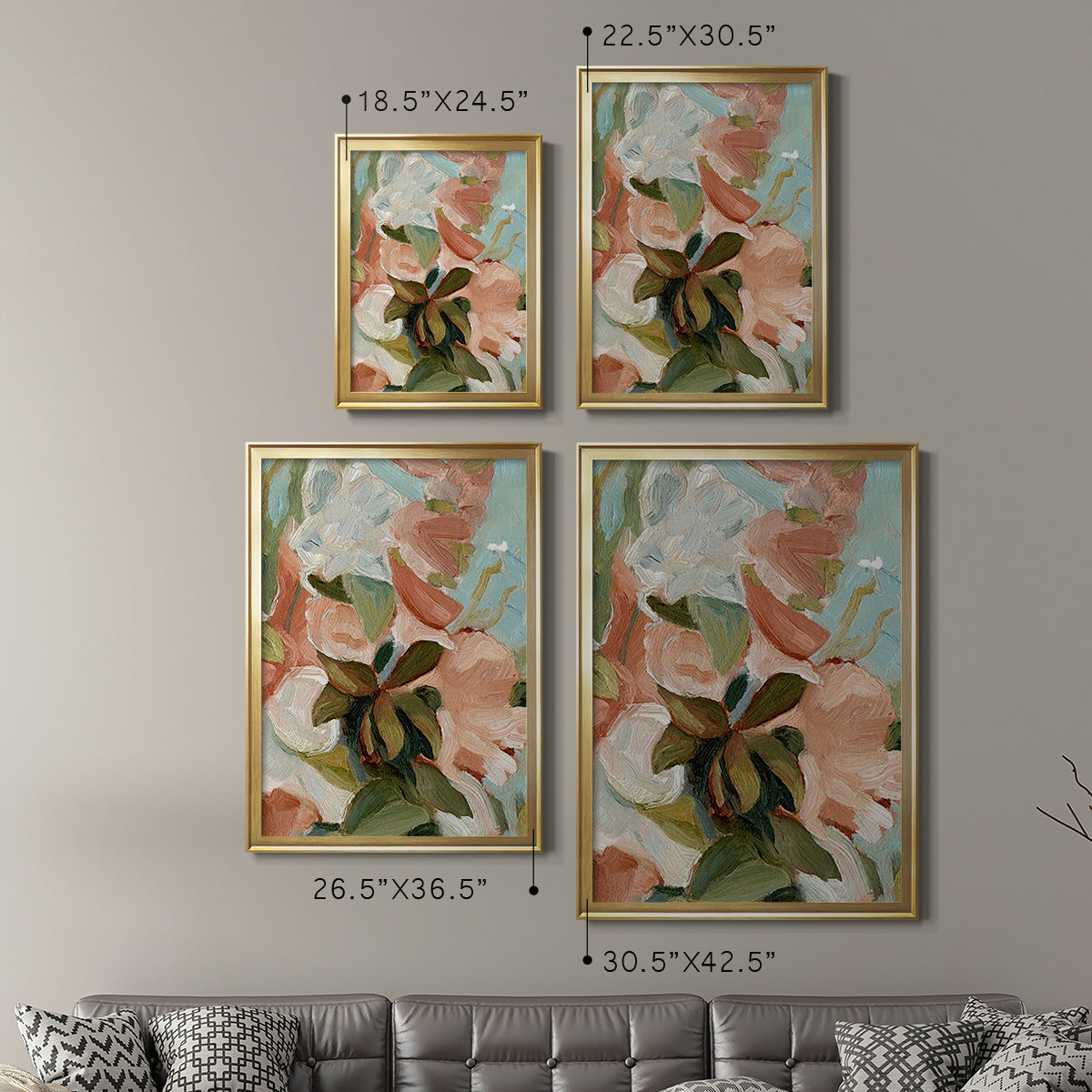 Bouquet Scatter IV - Modern Framed Canvas Print