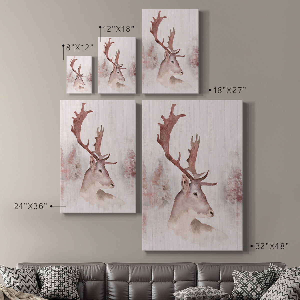 Blush Deer Premium Gallery Wrapped Canvas - Ready to Hang