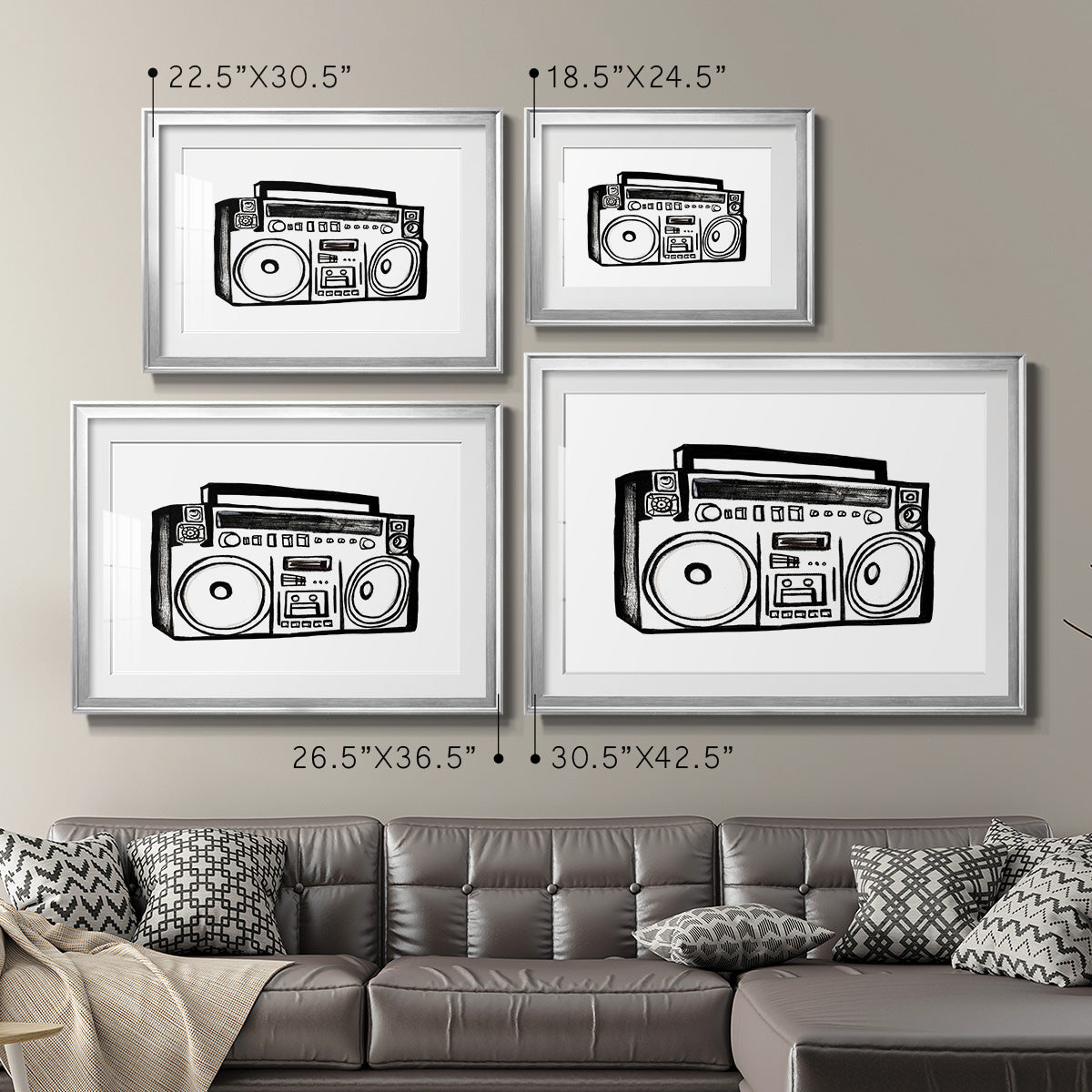 Boombox Sketch Premium Framed Print - Ready to Hang