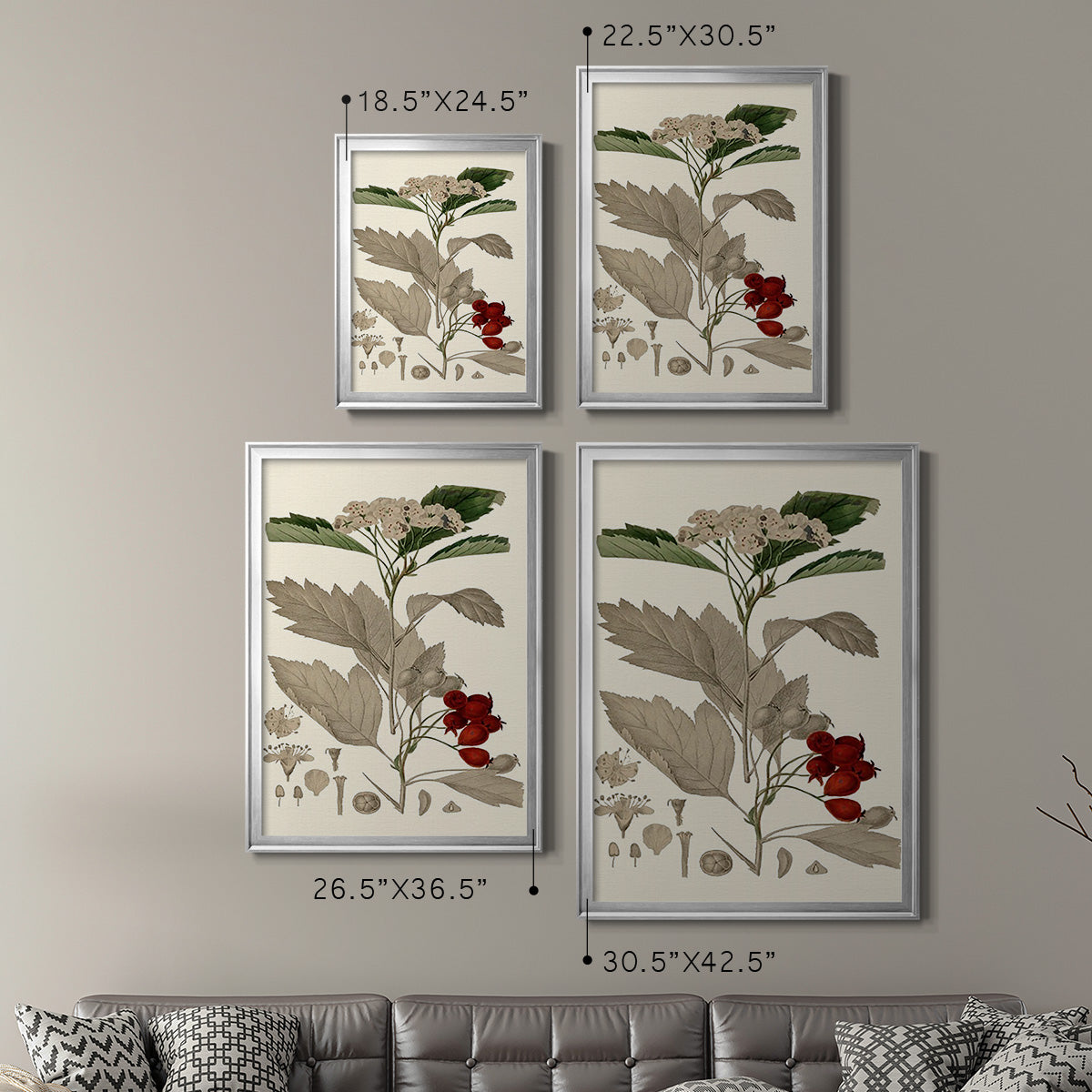 Leaves & Berries I - Modern Framed Canvas Print