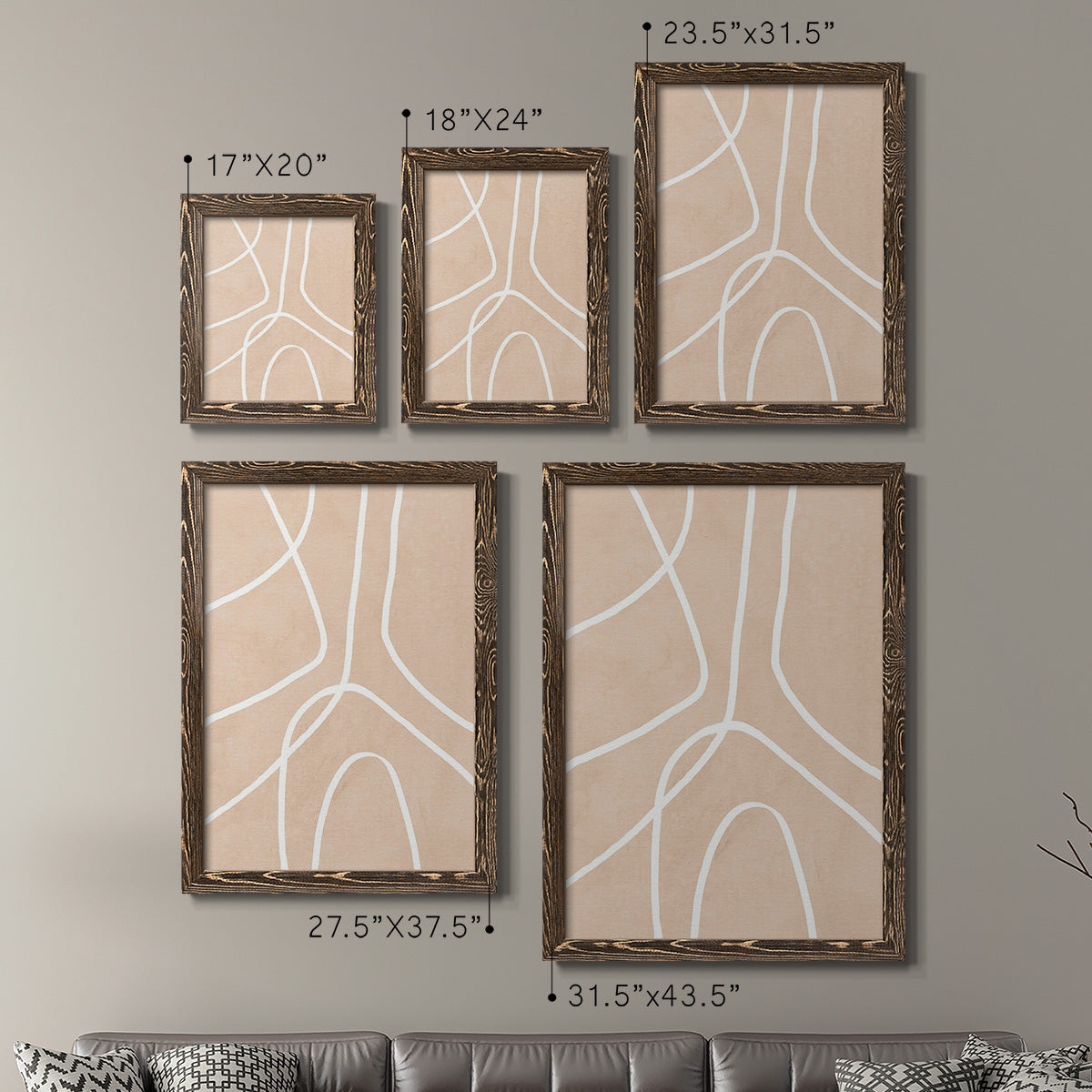 Clean Contour III - Barnwood Framed Canvas Set