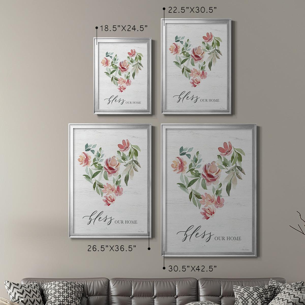 Paradise Floral Heart - Modern Framed Canvas Print