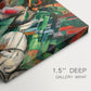 Canvas art print of an abstract composition suggesting rainfall through diagonal lines and color patterns, highlighting texture and gallery-wrapped edges