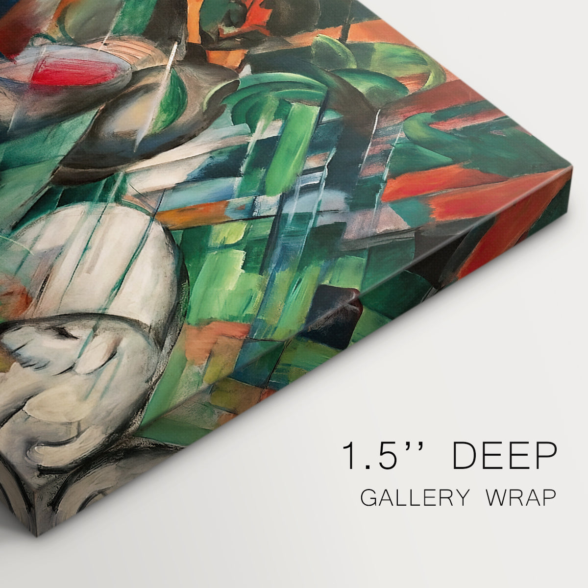Canvas art print of an abstract composition suggesting rainfall through diagonal lines and color patterns, highlighting texture and gallery-wrapped edges