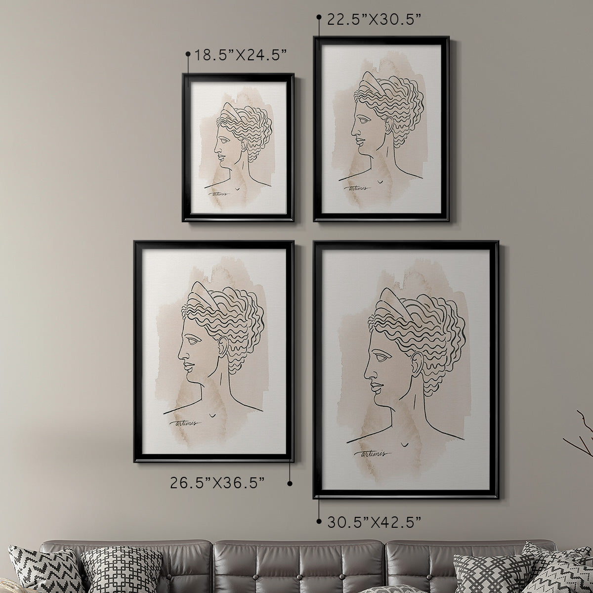 Greek Busts VI - Modern Framed Canvas Print