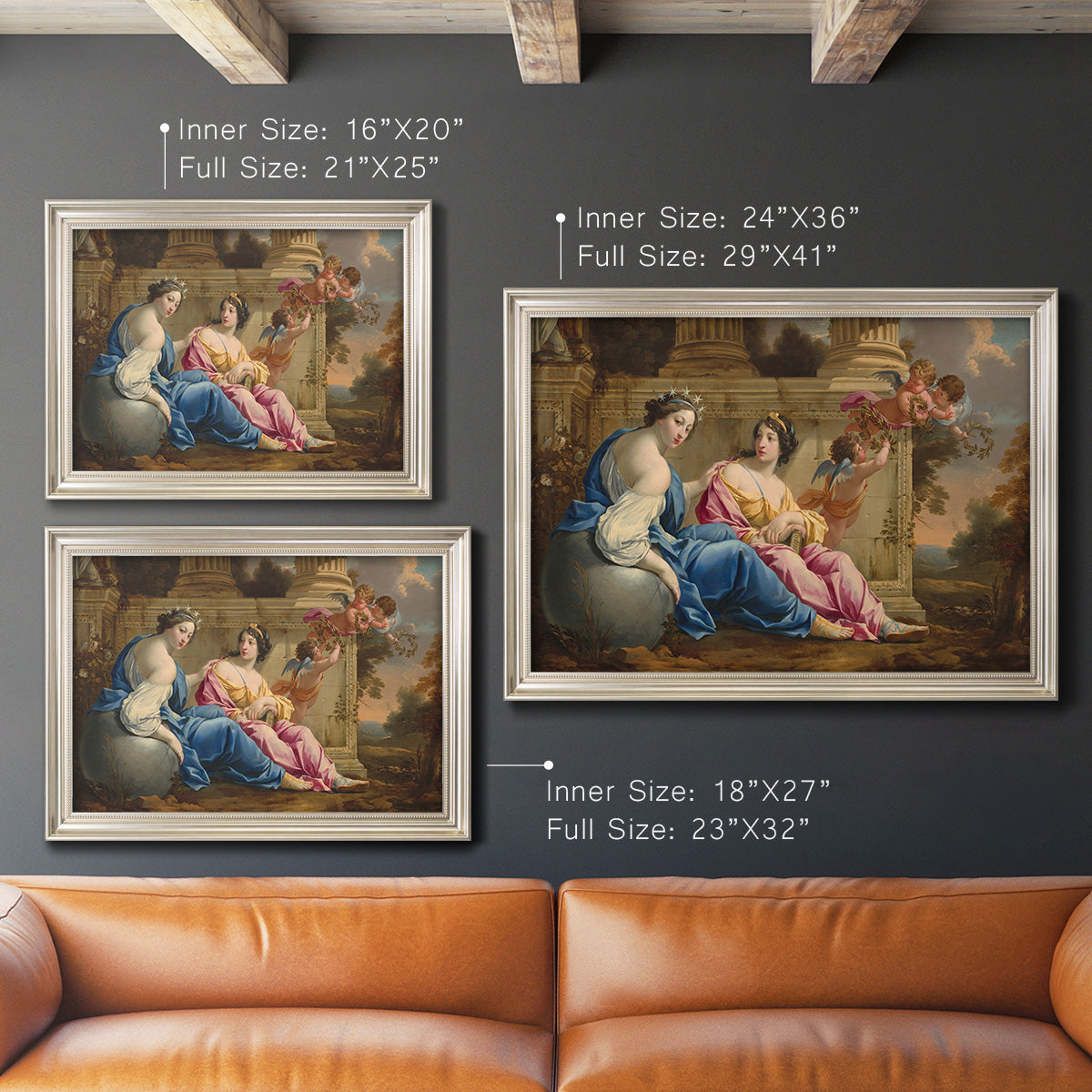 The Muses Urania and Calliope - Ornate Framed Canvas Print