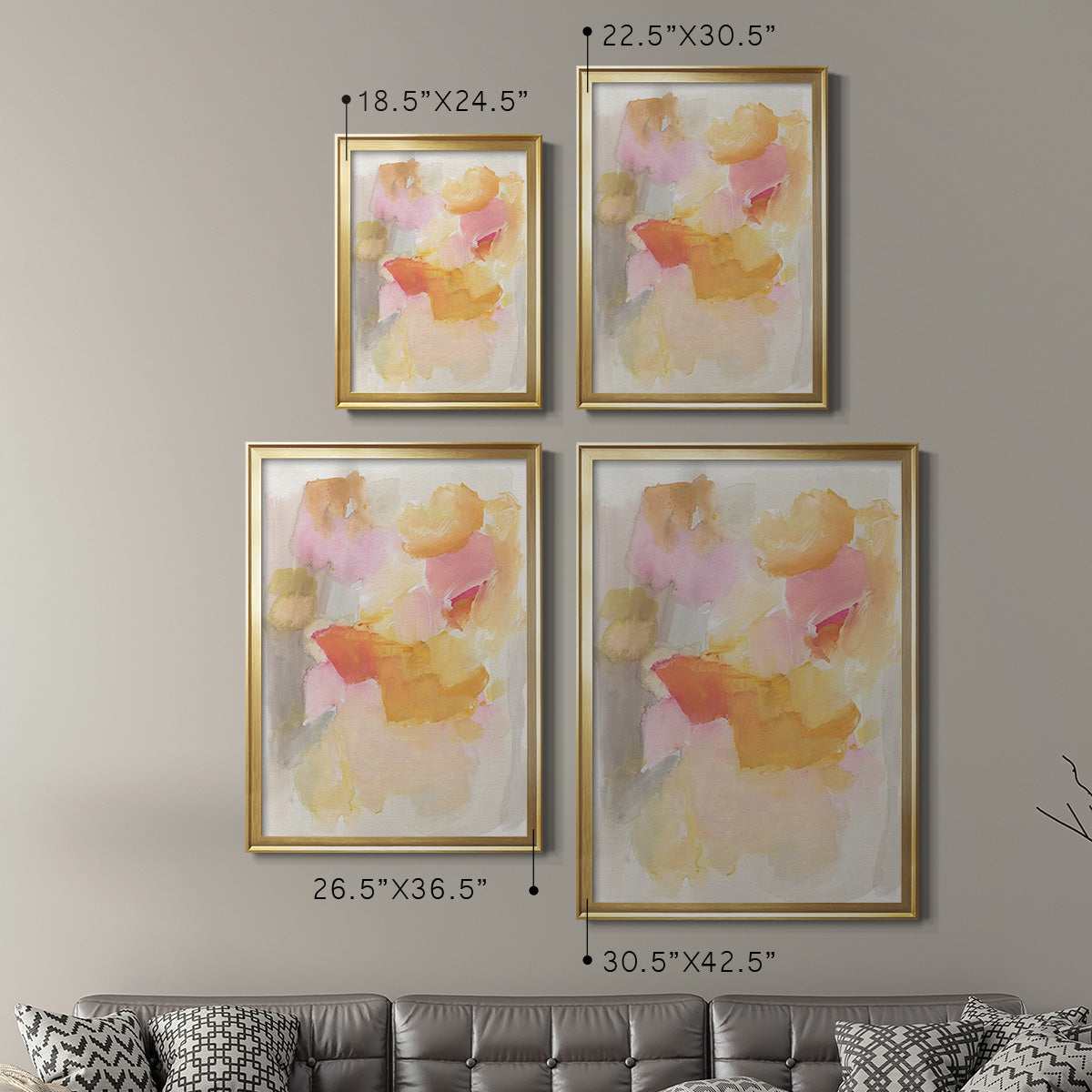 Warm Petals I - Modern Framed Canvas Print