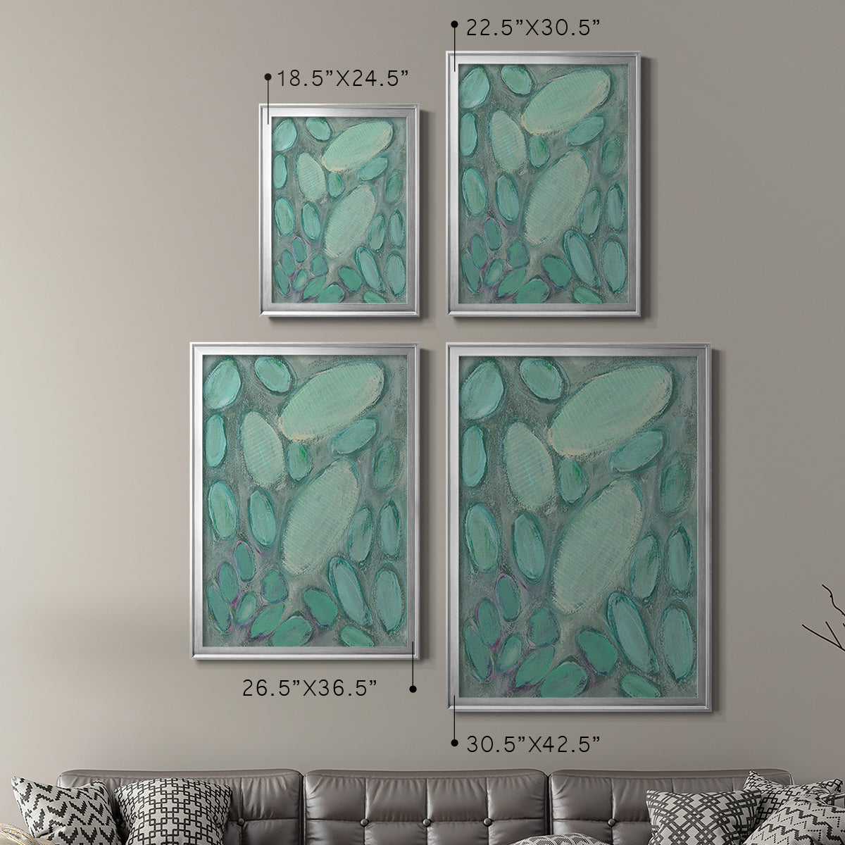 Blue Orbs II - Modern Framed Canvas Print