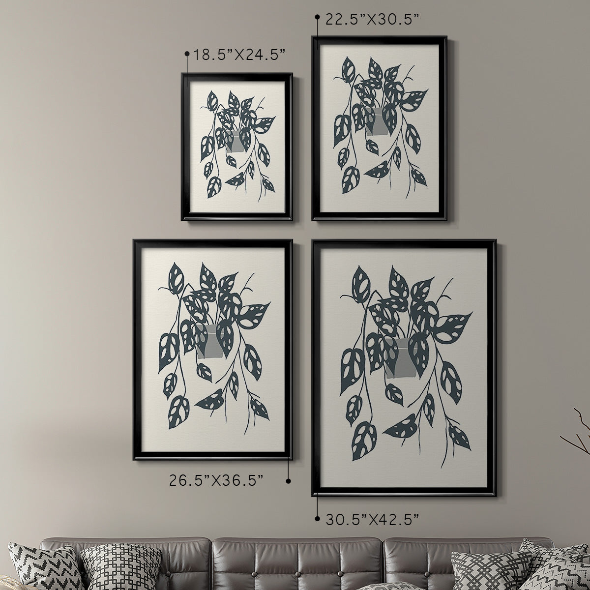 Growing Leaves V - Modern Framed Canvas Print