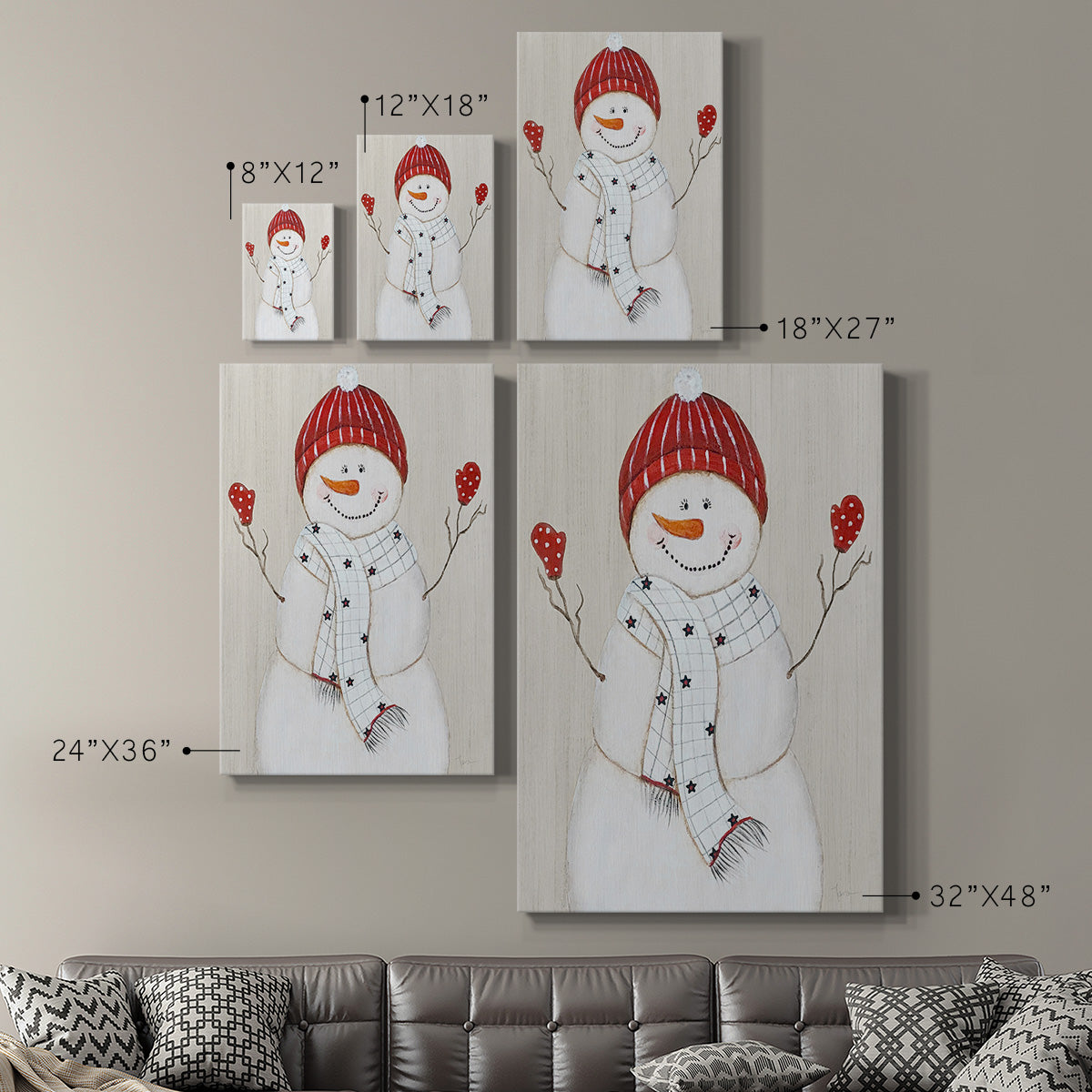 Festive Snowman III Premium Gallery Wrapped Canvas - Ready to Hang