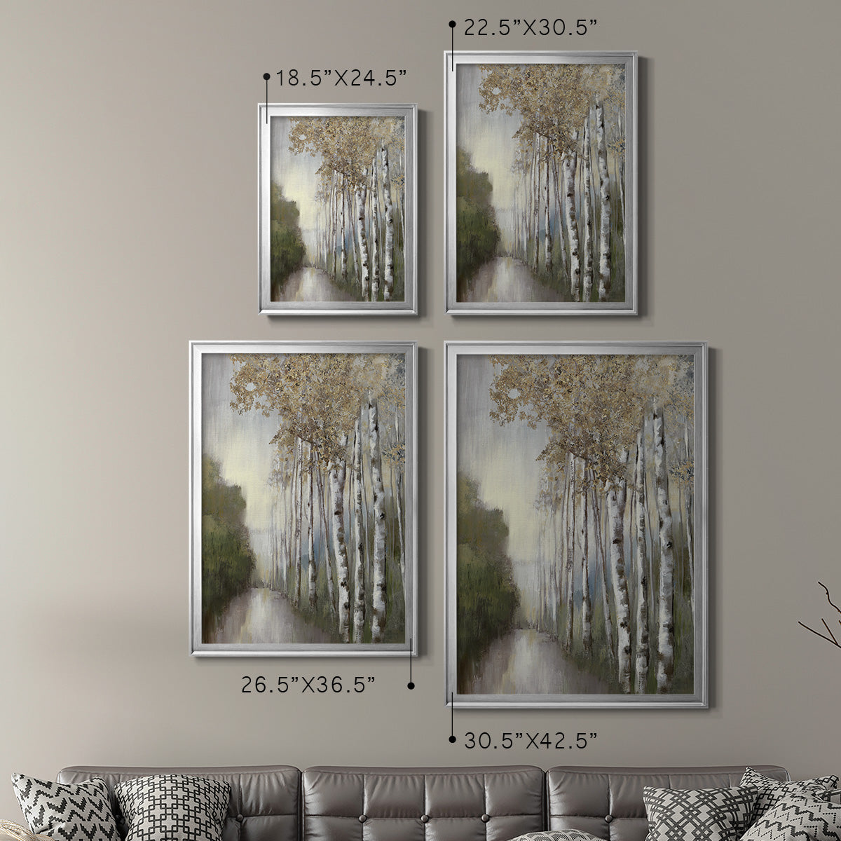 Woodland Walk Neutral - Modern Framed Canvas Print