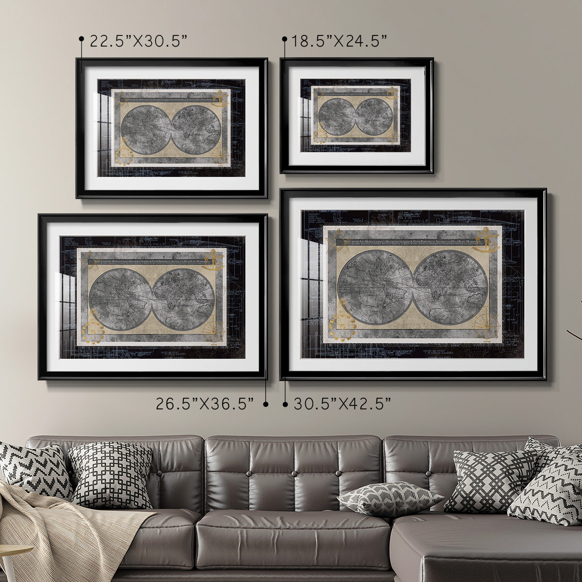 Night World Blueprint Premium Framed Print - Ready to Hang