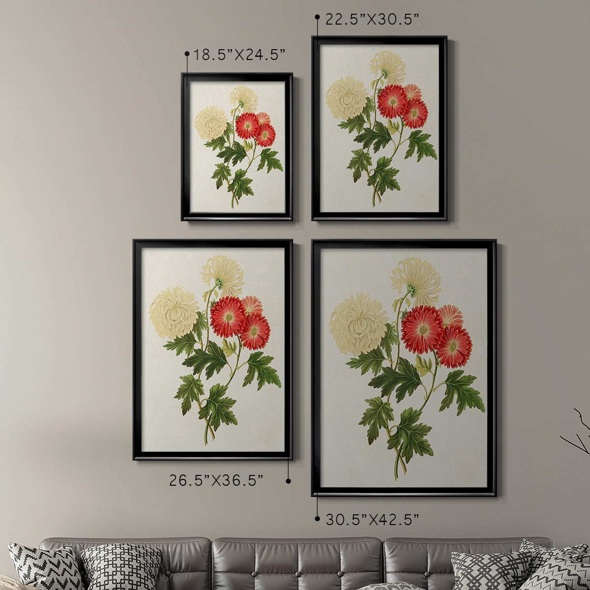 Flowers of the Seasons I - Modern Framed Canvas Print