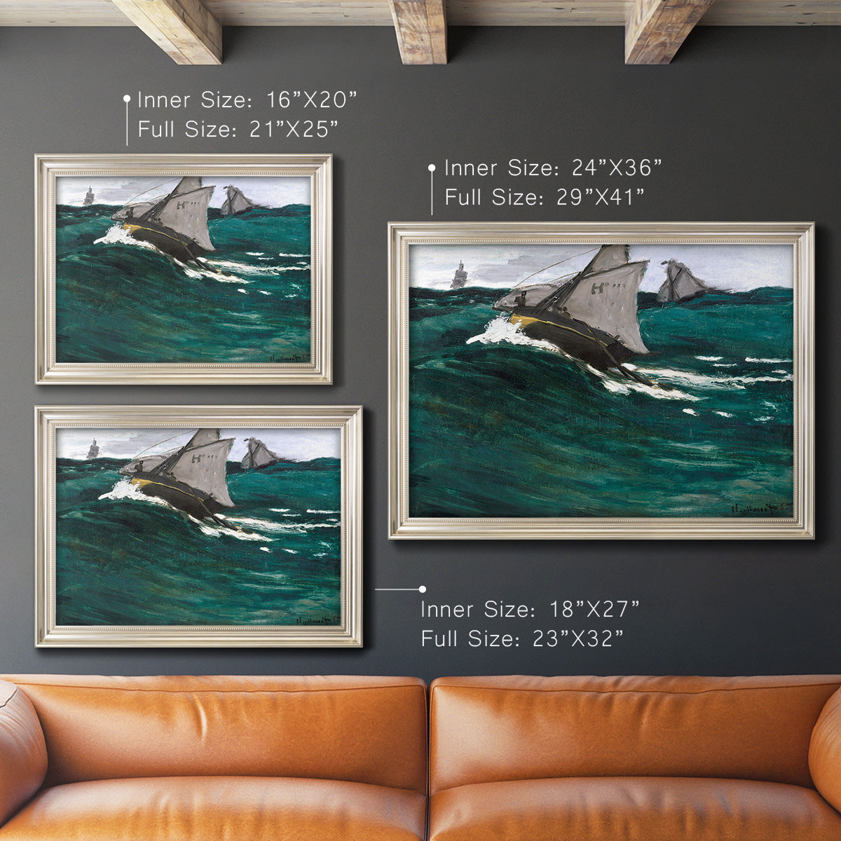 The Green Wave - Ornate Framed Canvas Print