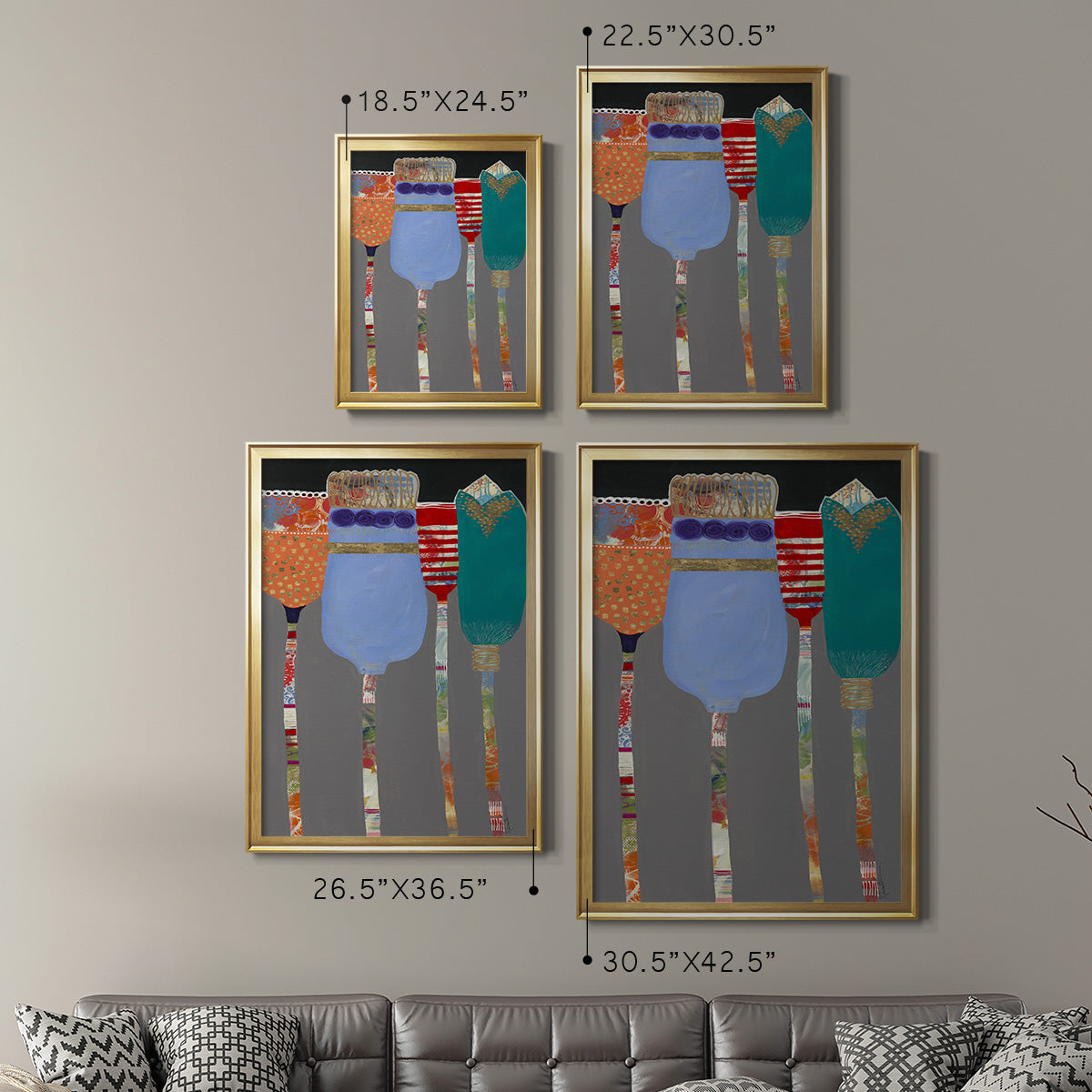 Tall Tulips - Modern Framed Canvas Print