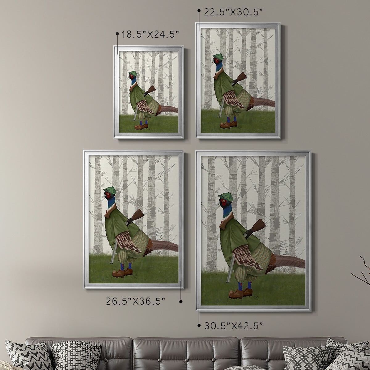 Pheasant Shooting Party 1 - Modern Framed Canvas Print