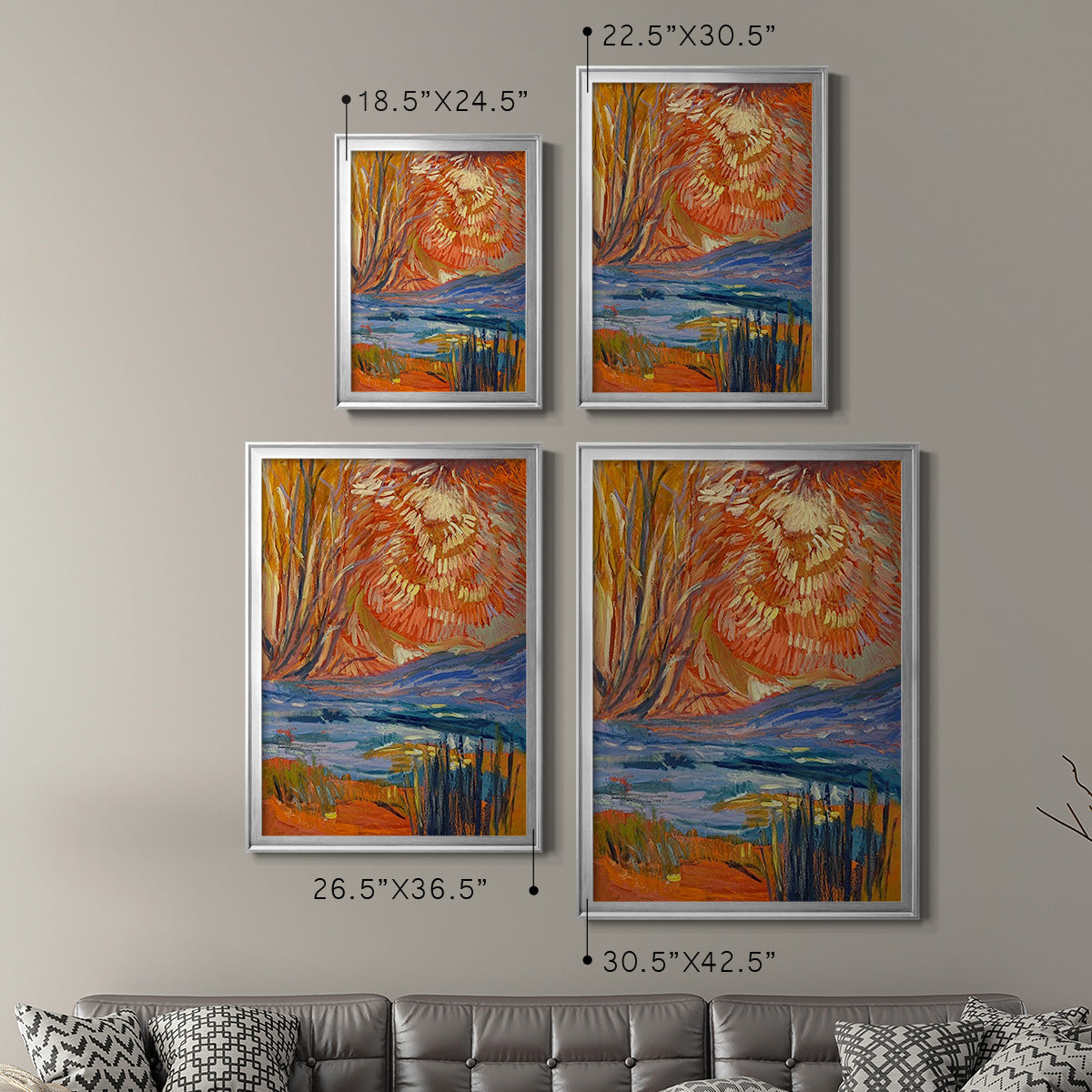 Cadmium Winter Solstice II - Modern Framed Canvas Print