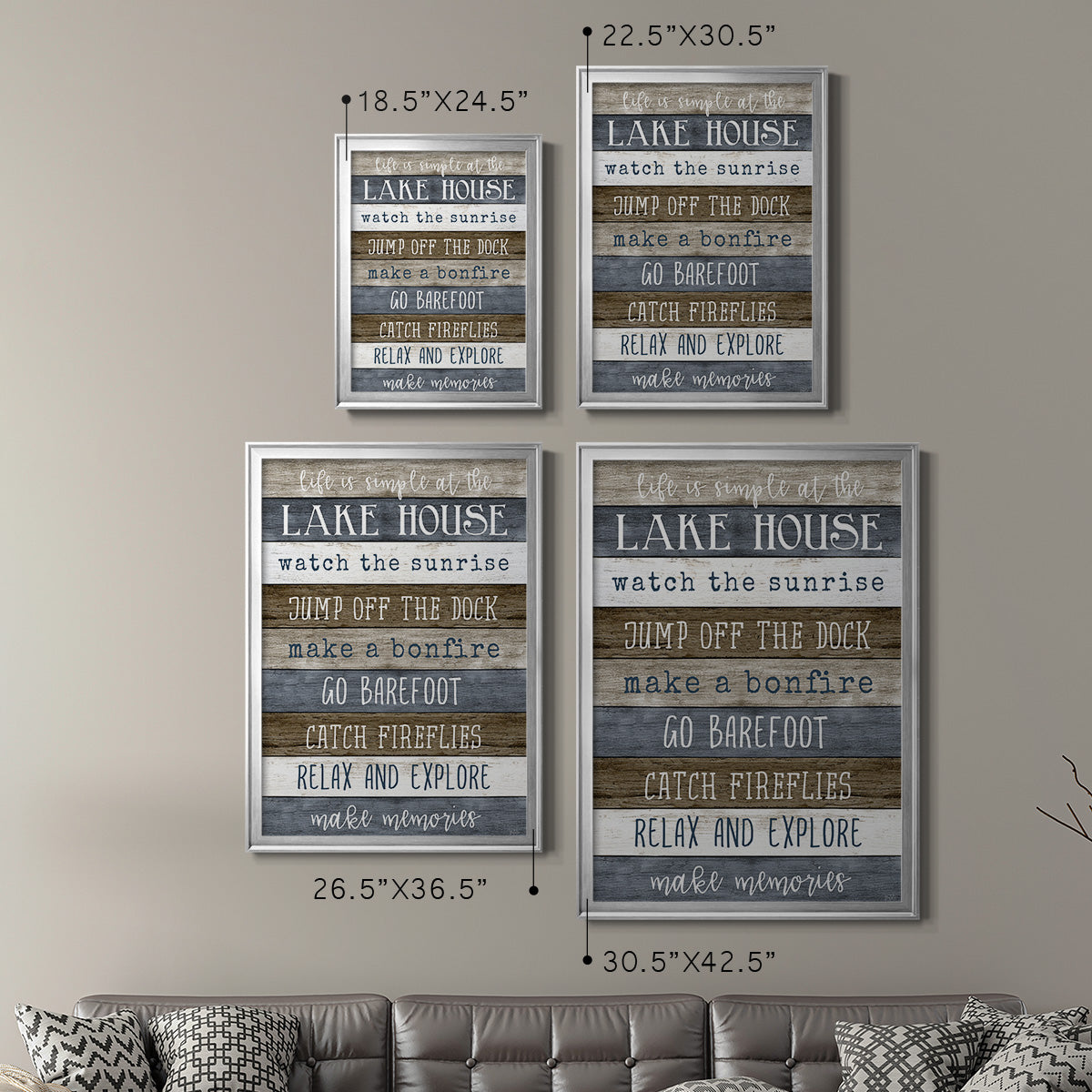 Simple Lake Rules - Modern Framed Canvas Print