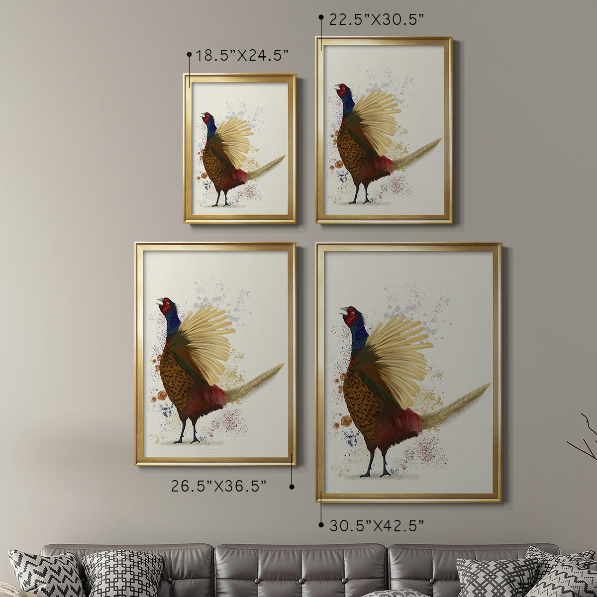 Pheasant Splash 8 - Modern Framed Canvas Print