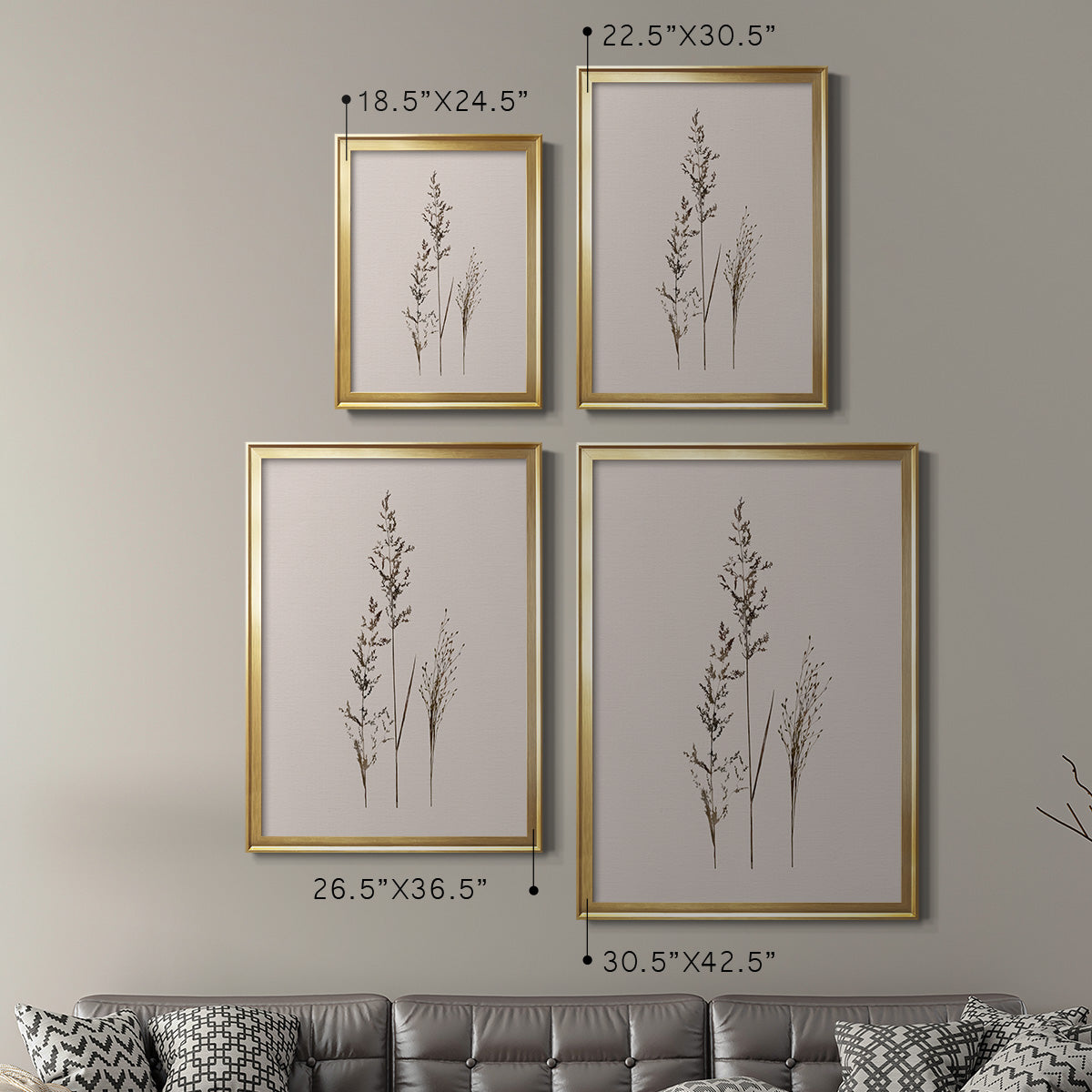 Delicate Stems I - Modern Framed Canvas Print