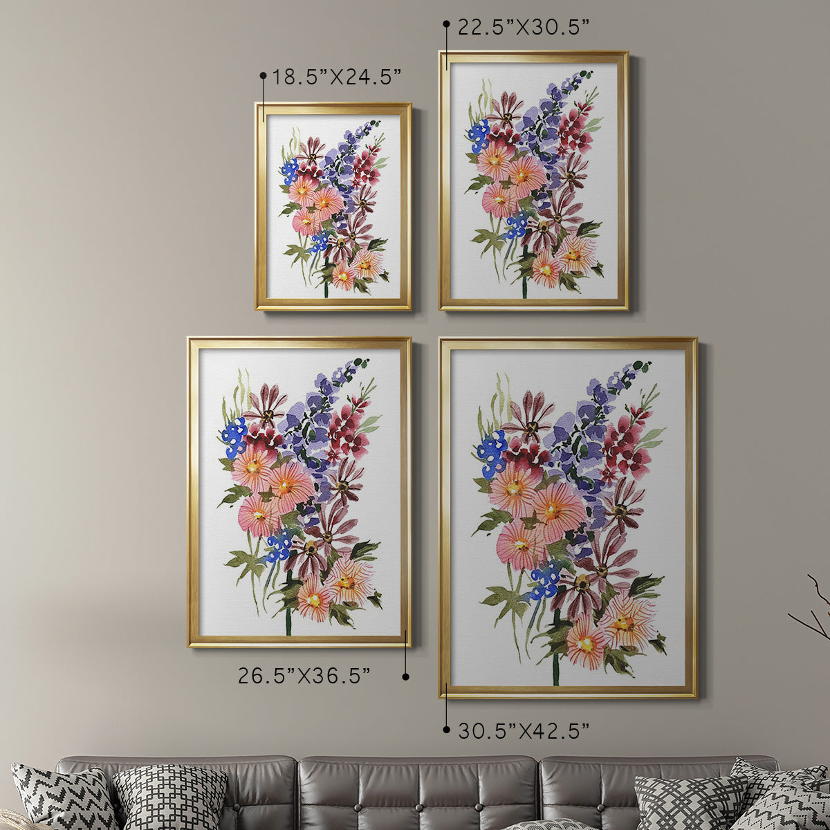Garden Bouquets III - Modern Framed Canvas Print