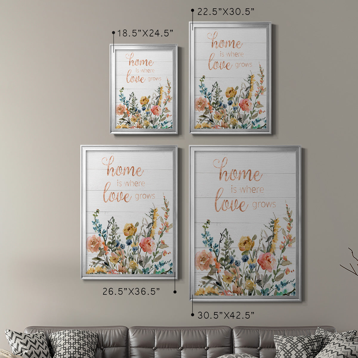Home is Where Love Grows - Modern Framed Canvas Print