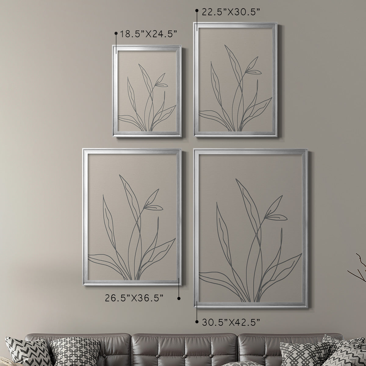 Neutral Lines II - Modern Framed Canvas Print