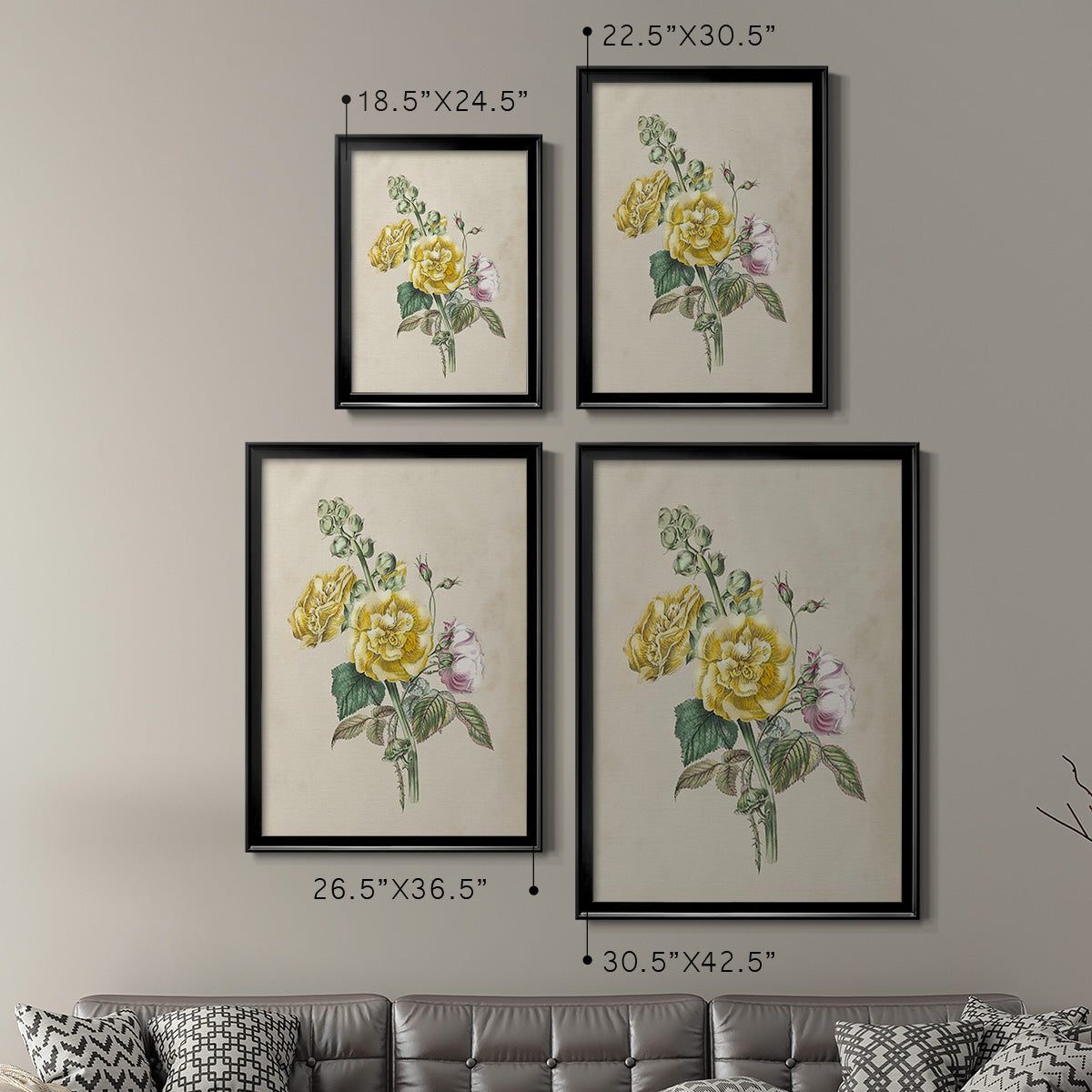 Antique Garden Bouquet II - Modern Framed Canvas Print