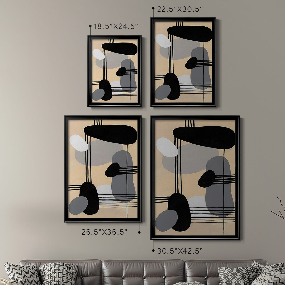 Interconnected Shapes II - Modern Framed Canvas Print