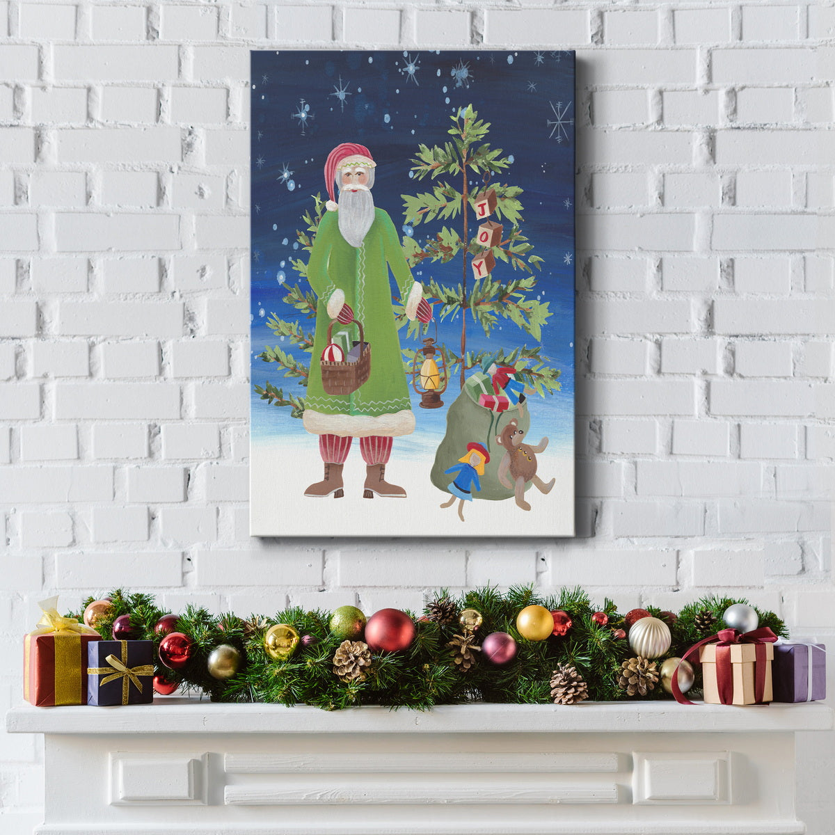 Folksy Father Christmas II Premium Gallery Wrapped Canvas - Ready to Hang