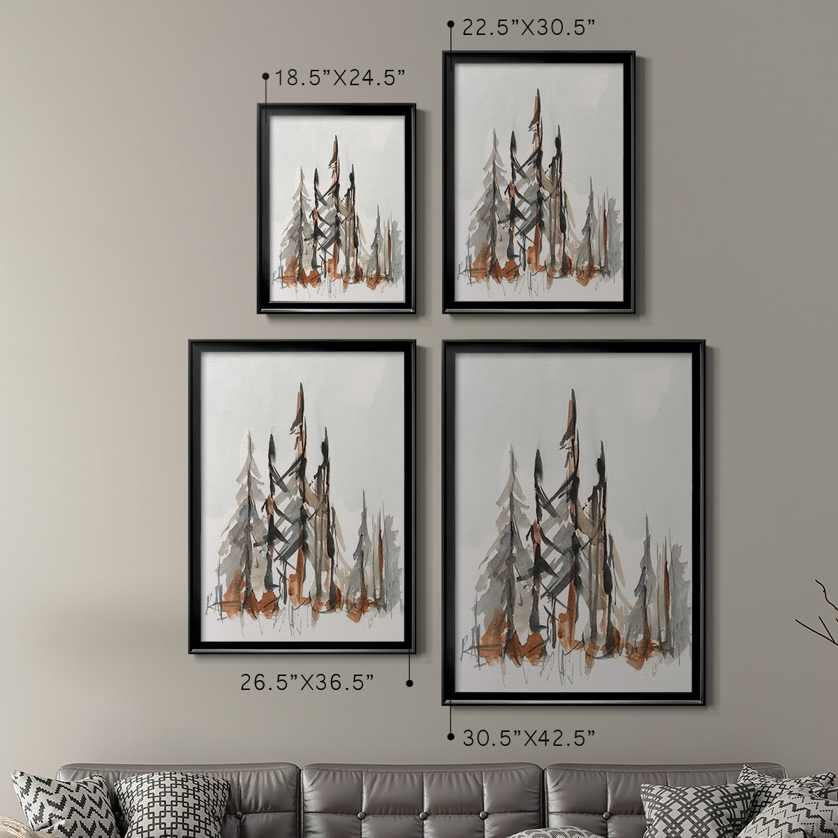 Rustic Evergreens II - Modern Framed Canvas Print