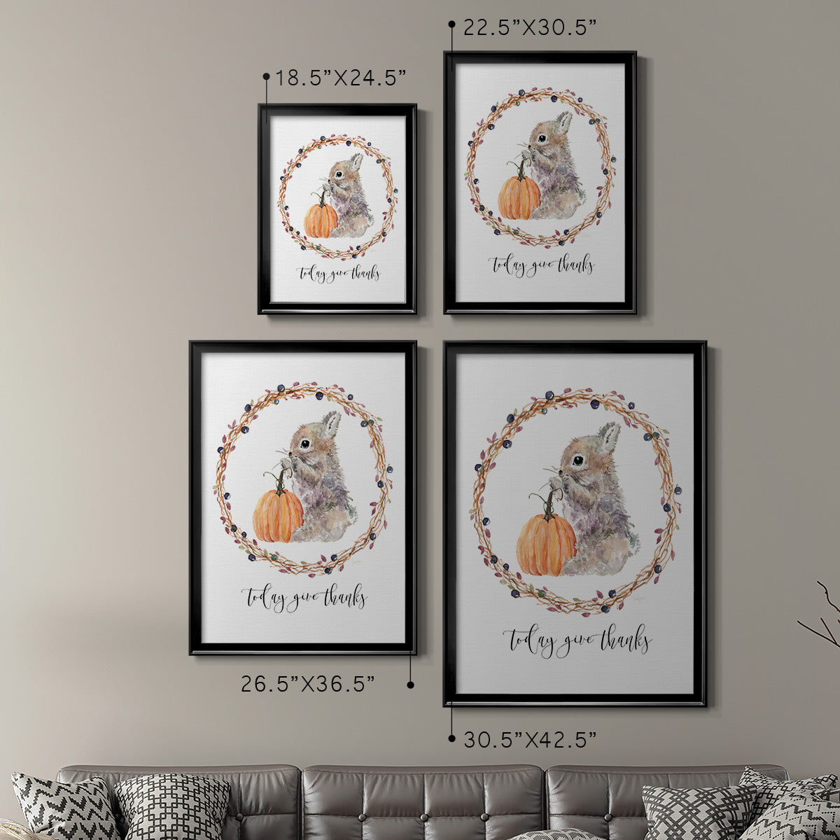 Harvest Home Bunny - Modern Framed Canvas Print