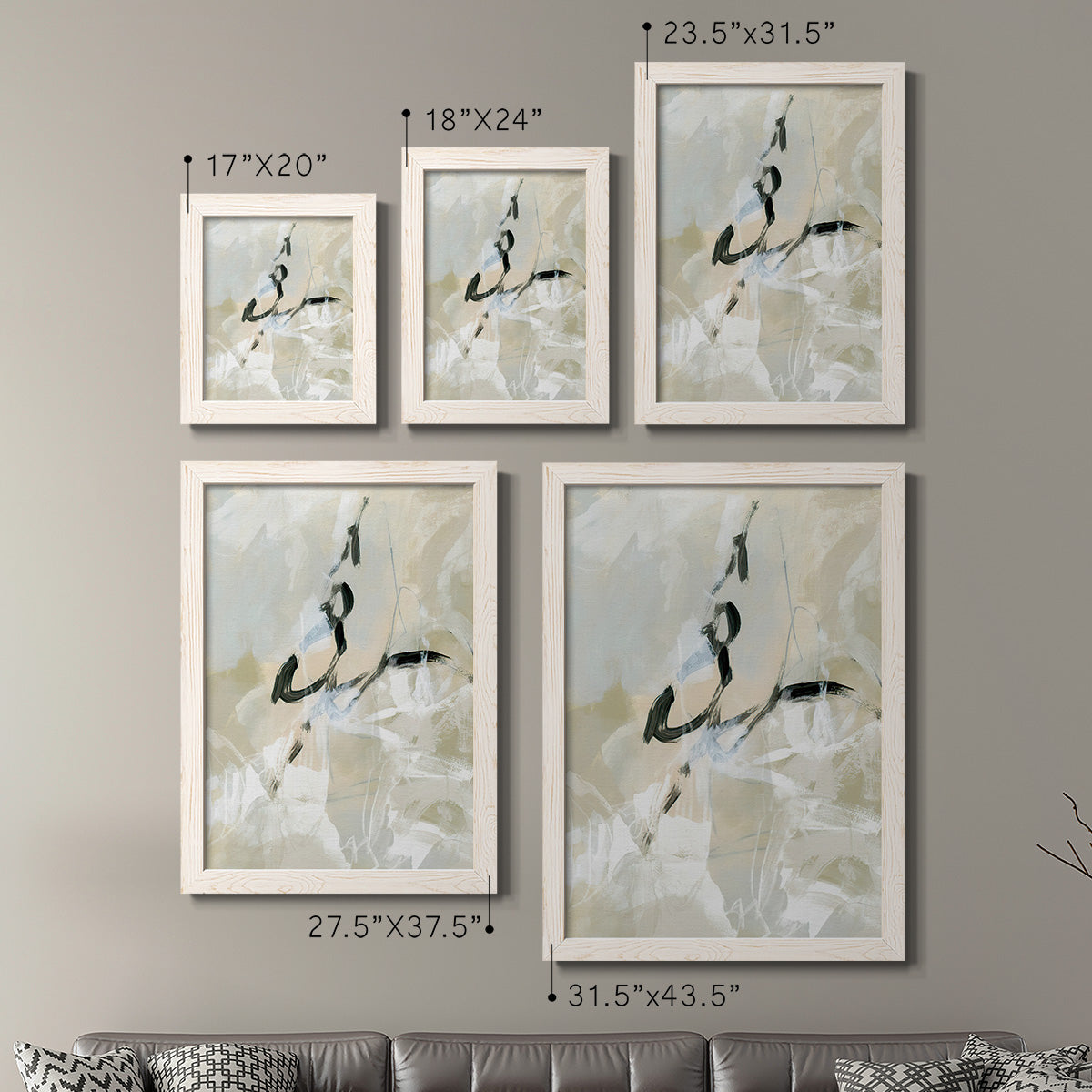 Scribble Veil I - Premium Framed Canvas 2 Piece Set - Ready to Hang