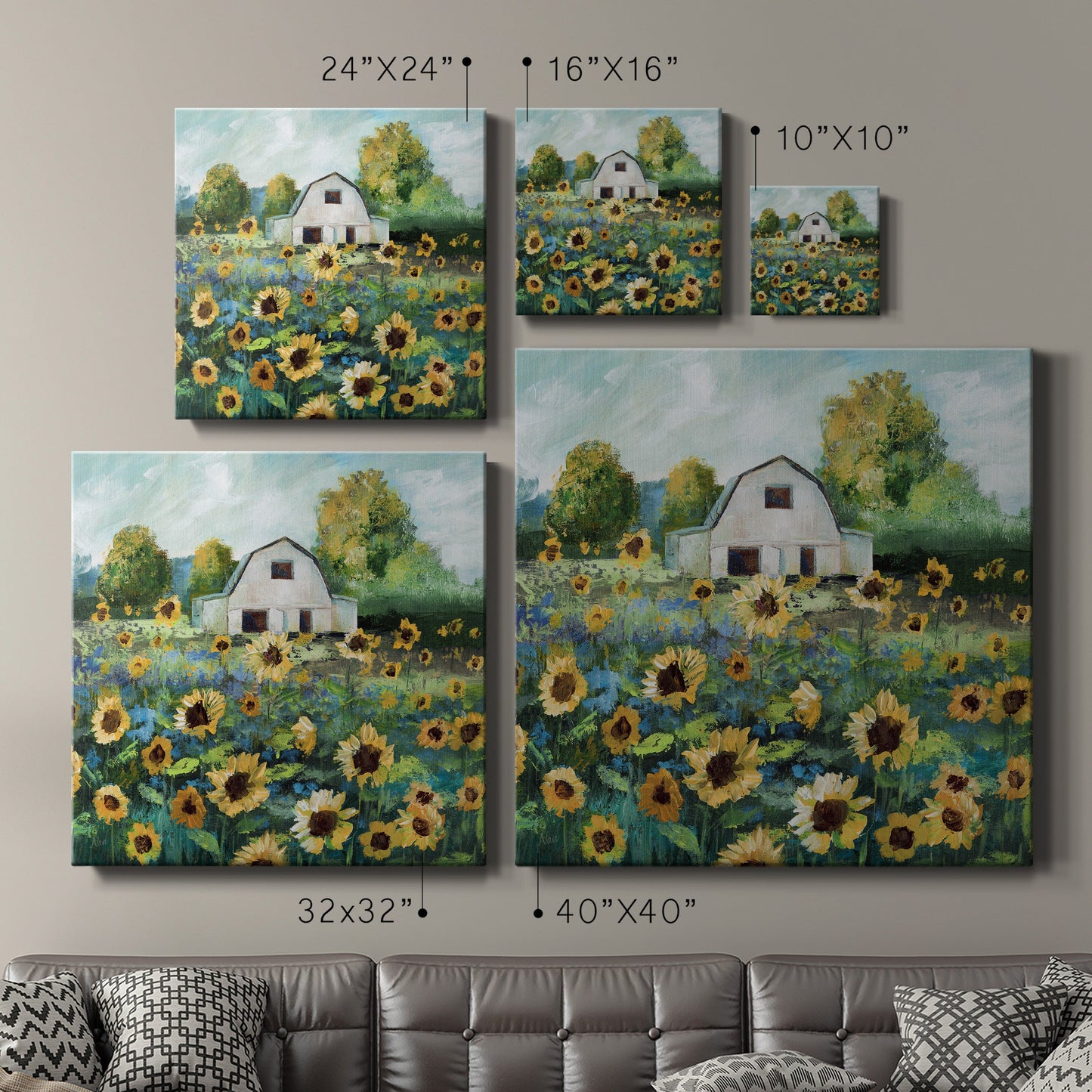 Sunflower Farmhouse  - Canvas Art Print
