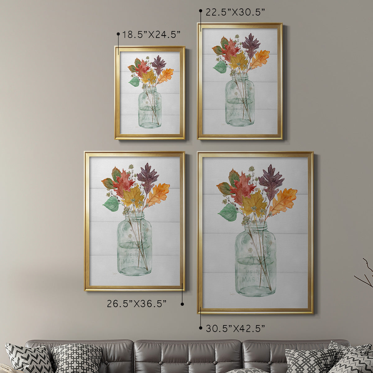 Harvest Home Leaves II - Modern Framed Canvas Print