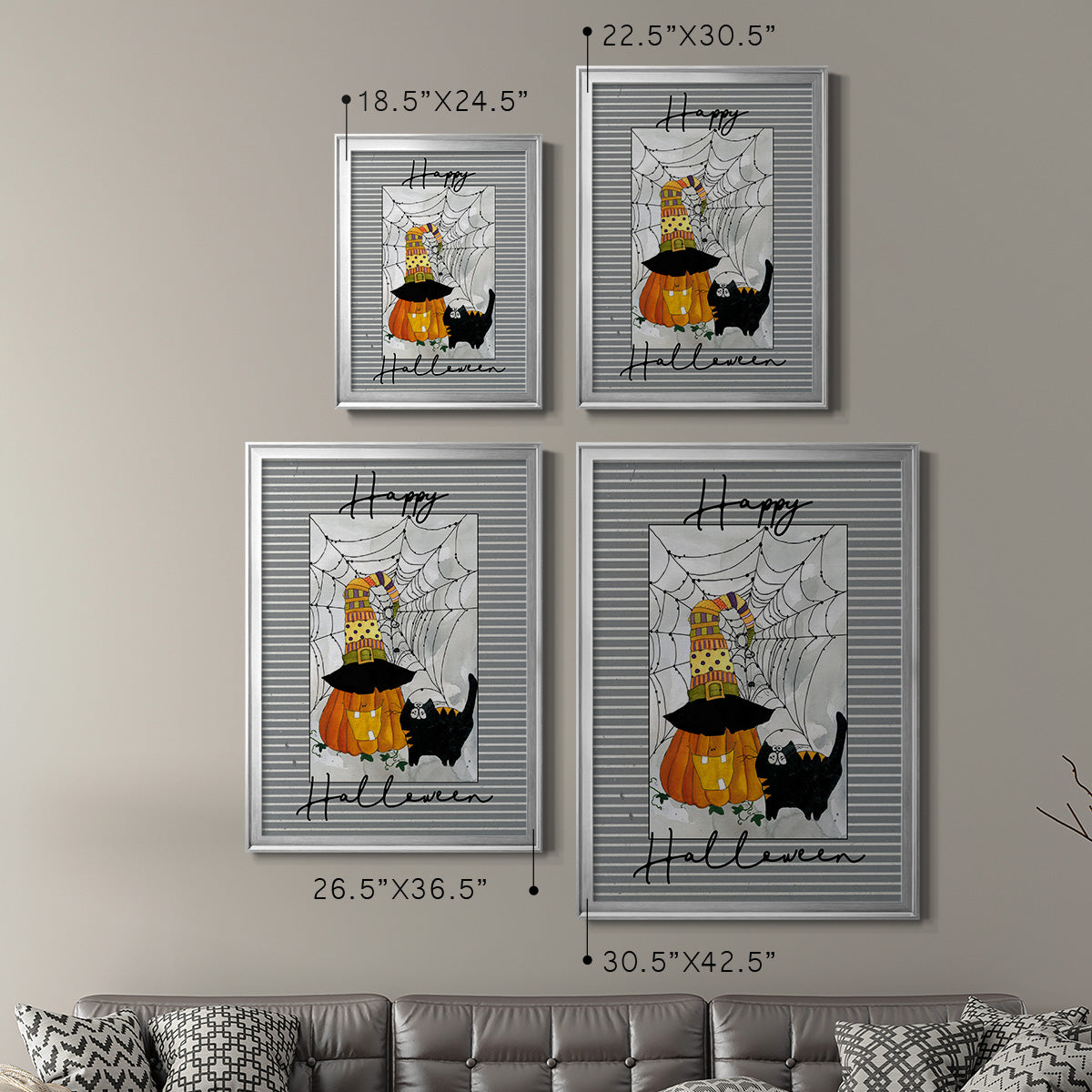 Happy Halloween Pumpkin - Modern Framed Canvas Print