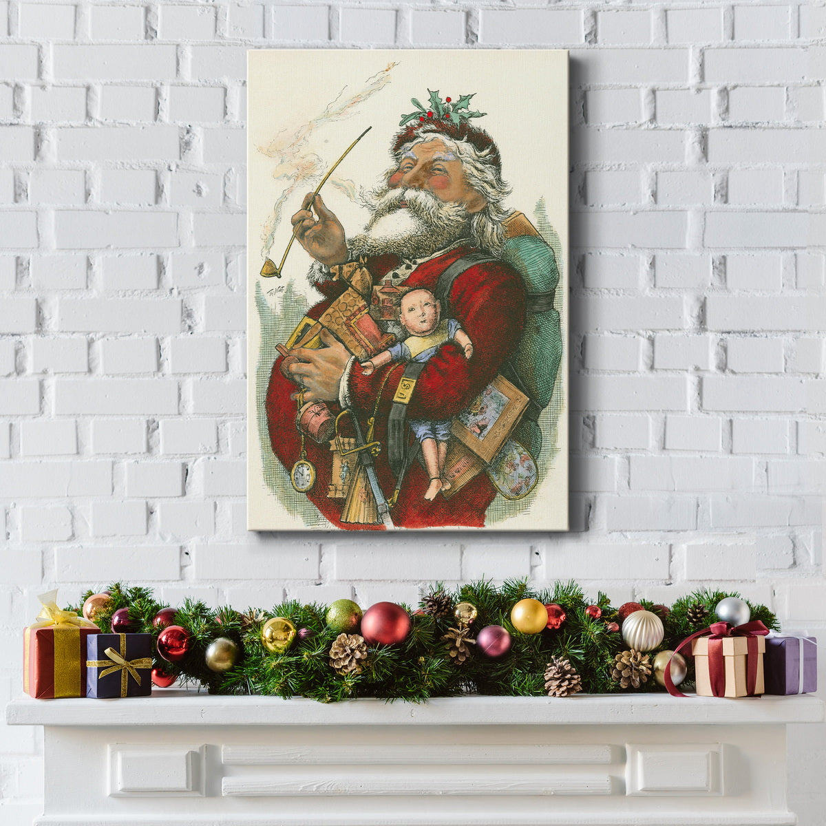 Merry Santa Premium Gallery Wrapped Canvas - Ready to Hang