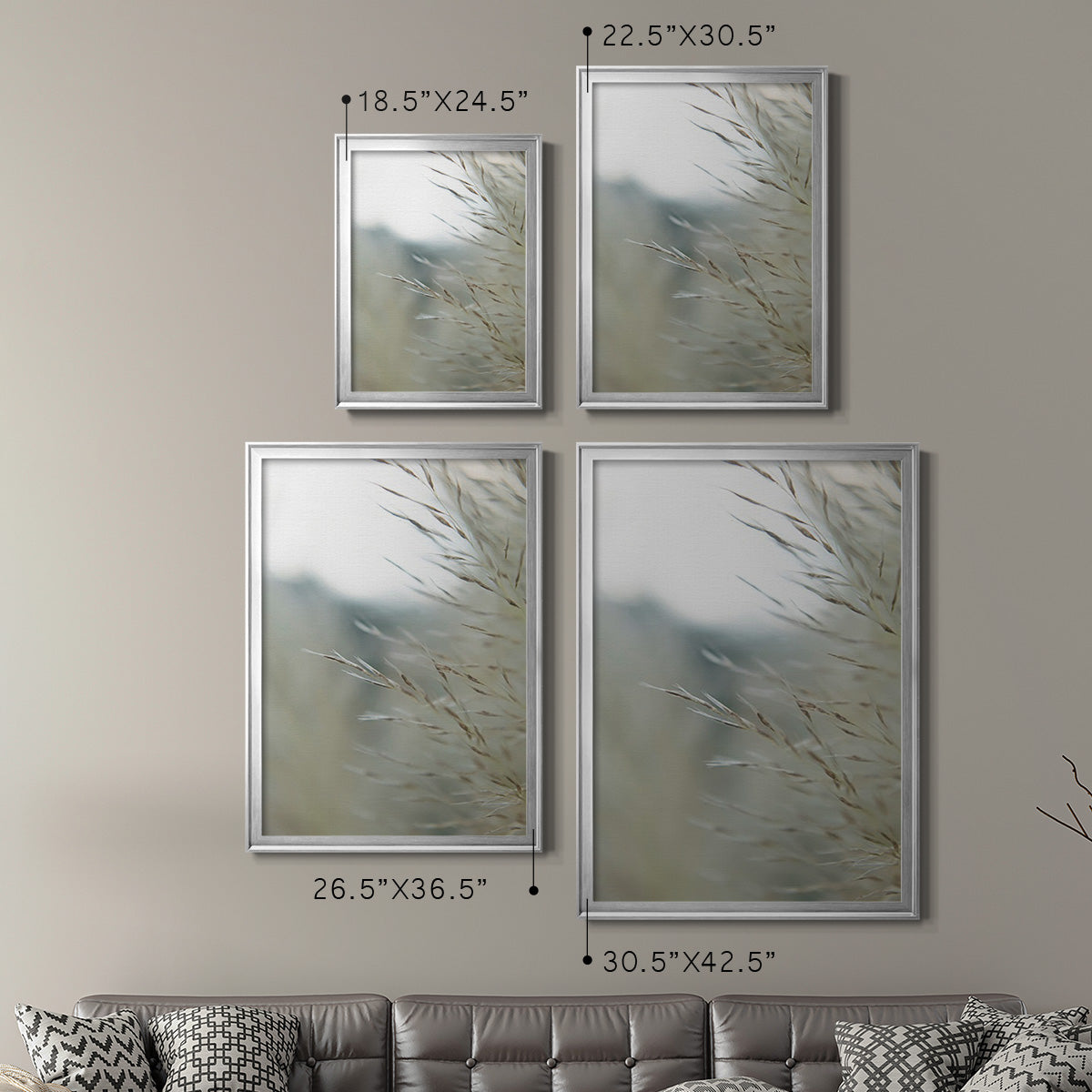 Subtle Grasses III - Modern Framed Canvas Print