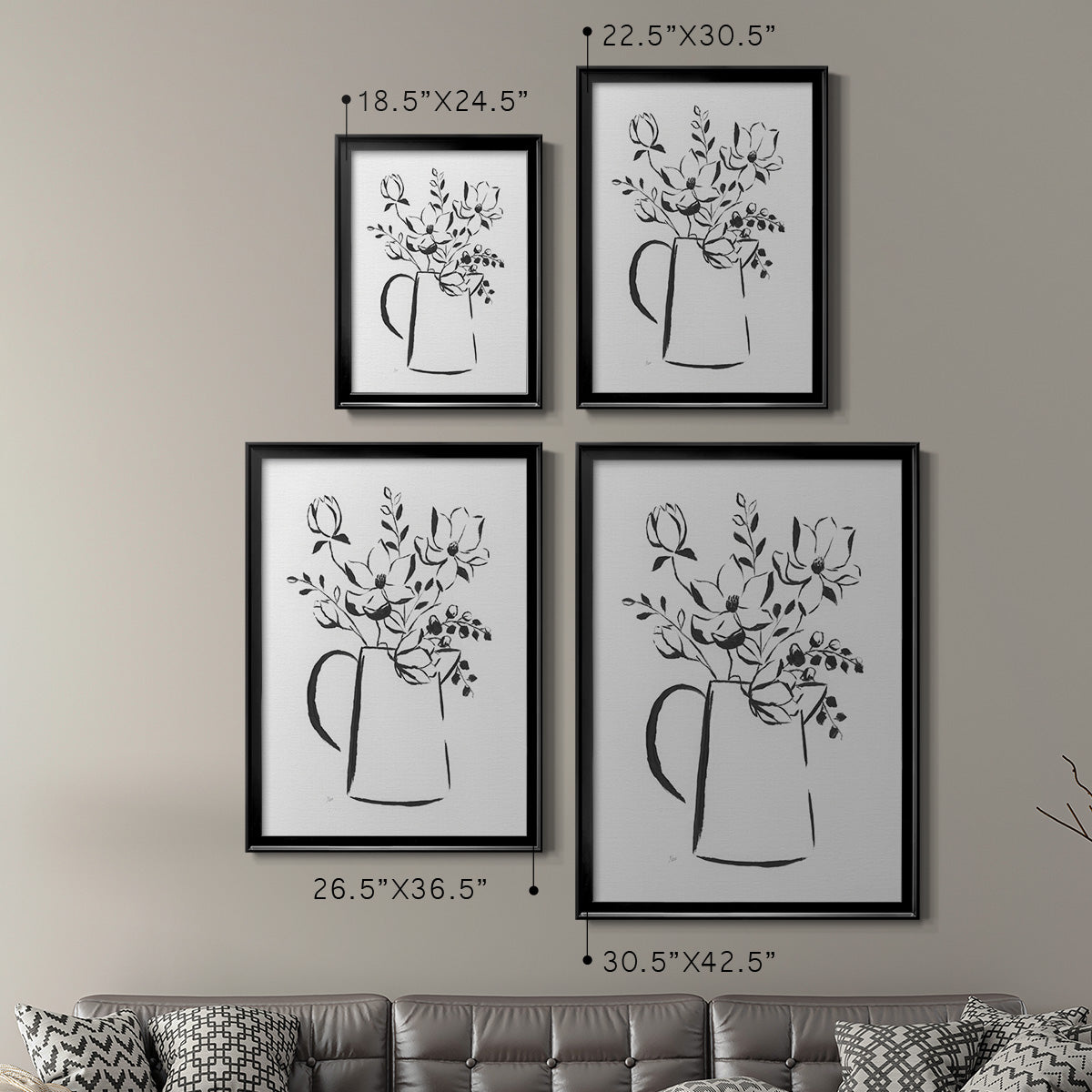 Sketchy Bouquet I - Modern Framed Canvas Print