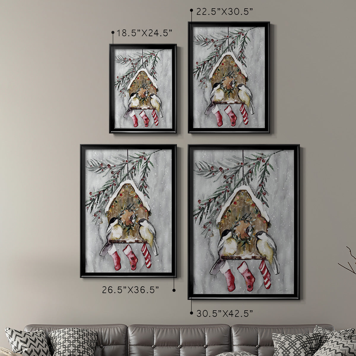 Winter Birds - Modern Framed Canvas Print