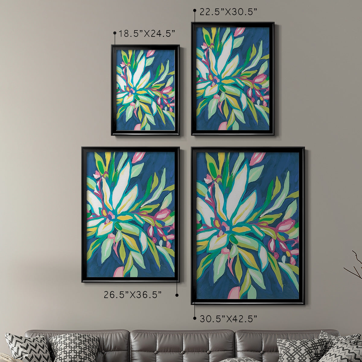 Blue Tropics I - Modern Framed Canvas Print