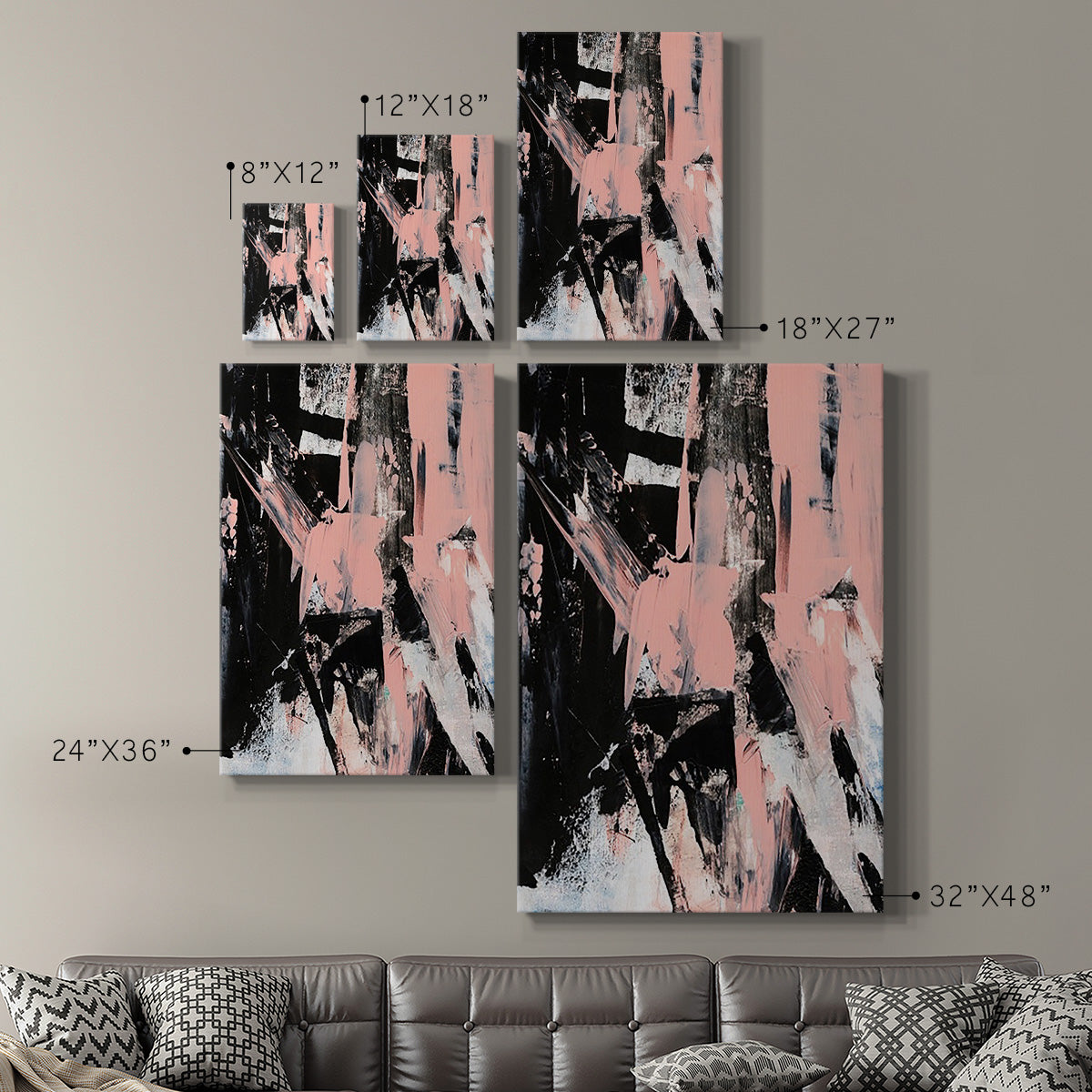 Black & Blush II Premium Gallery Wrapped Canvas - Ready to Hang